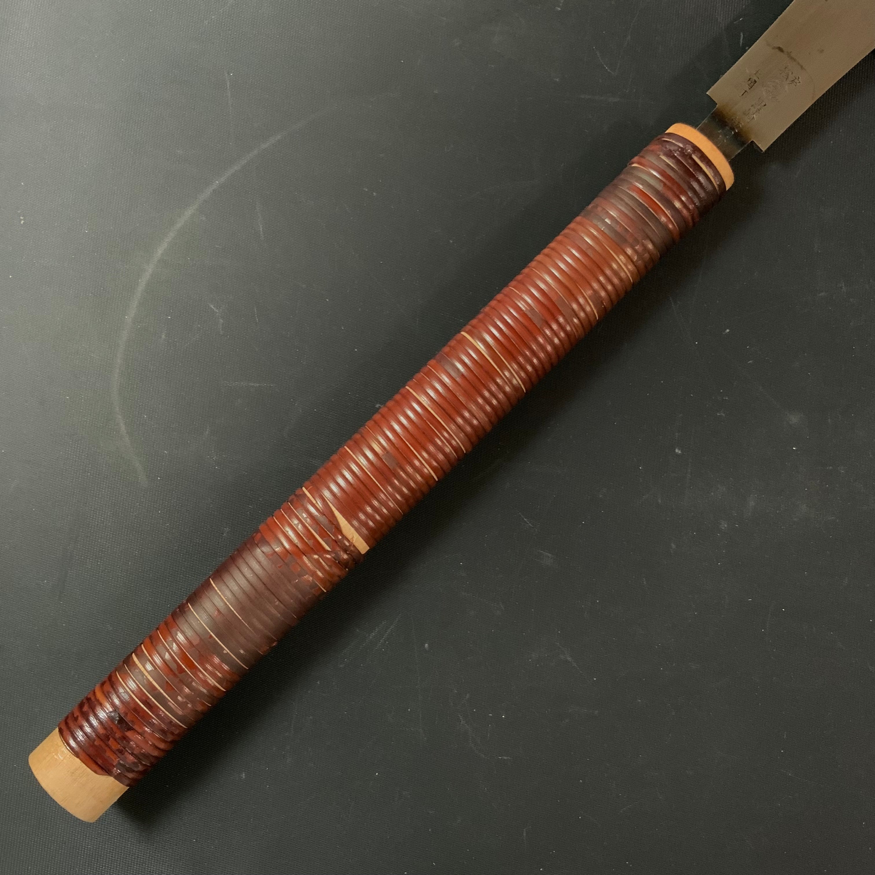 #R43 Ready to use! Old stock Double Edge Saw with Eddy Type Handles set by Kurashige 直ぐ使い 倉重栄助 目立 渦巻き柄 両刃鋸 240mm