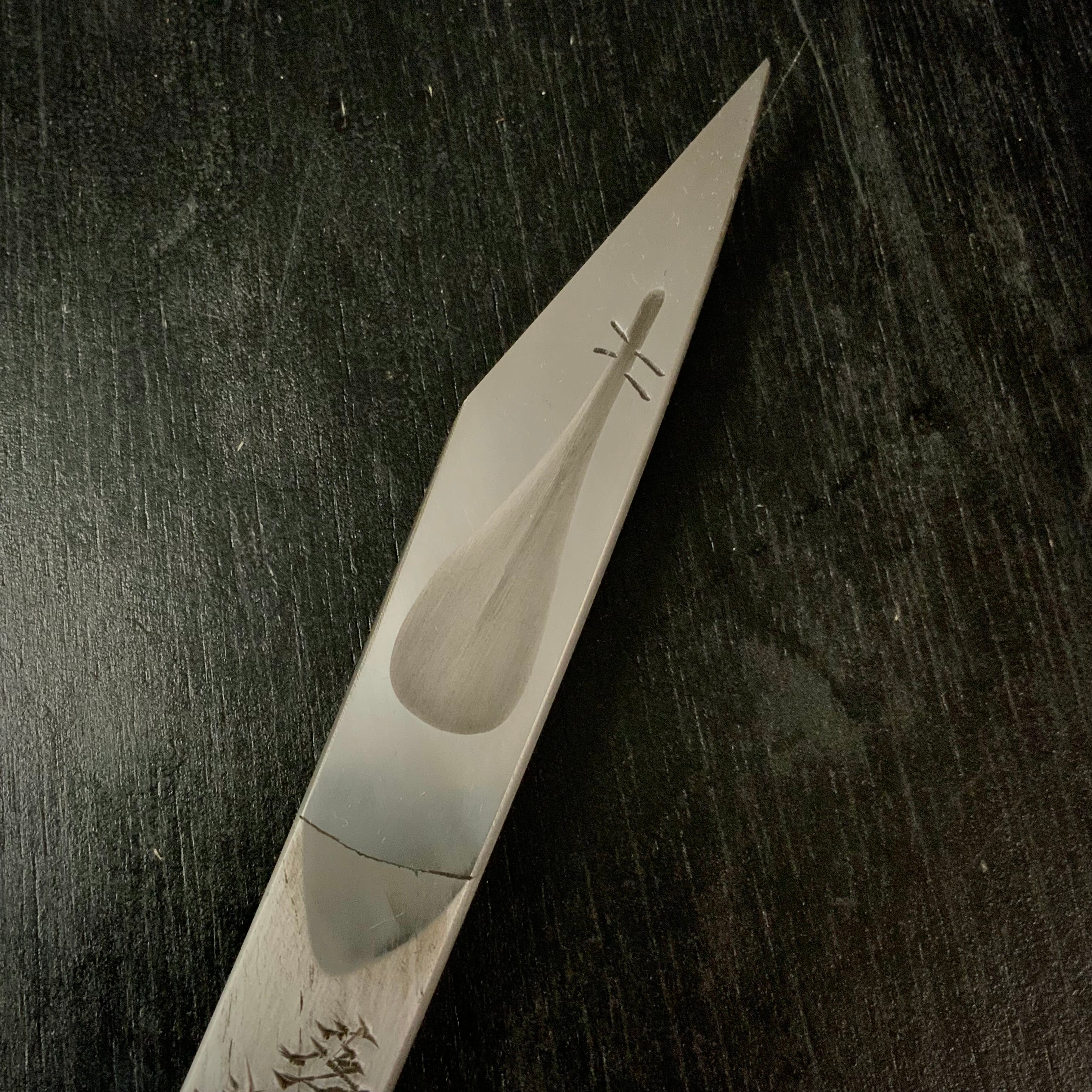 Biwa-ura Right hand Kiridashi by Sozen Carving 京都鍛冶 素全作 琵琶裏 切出し小刀 右