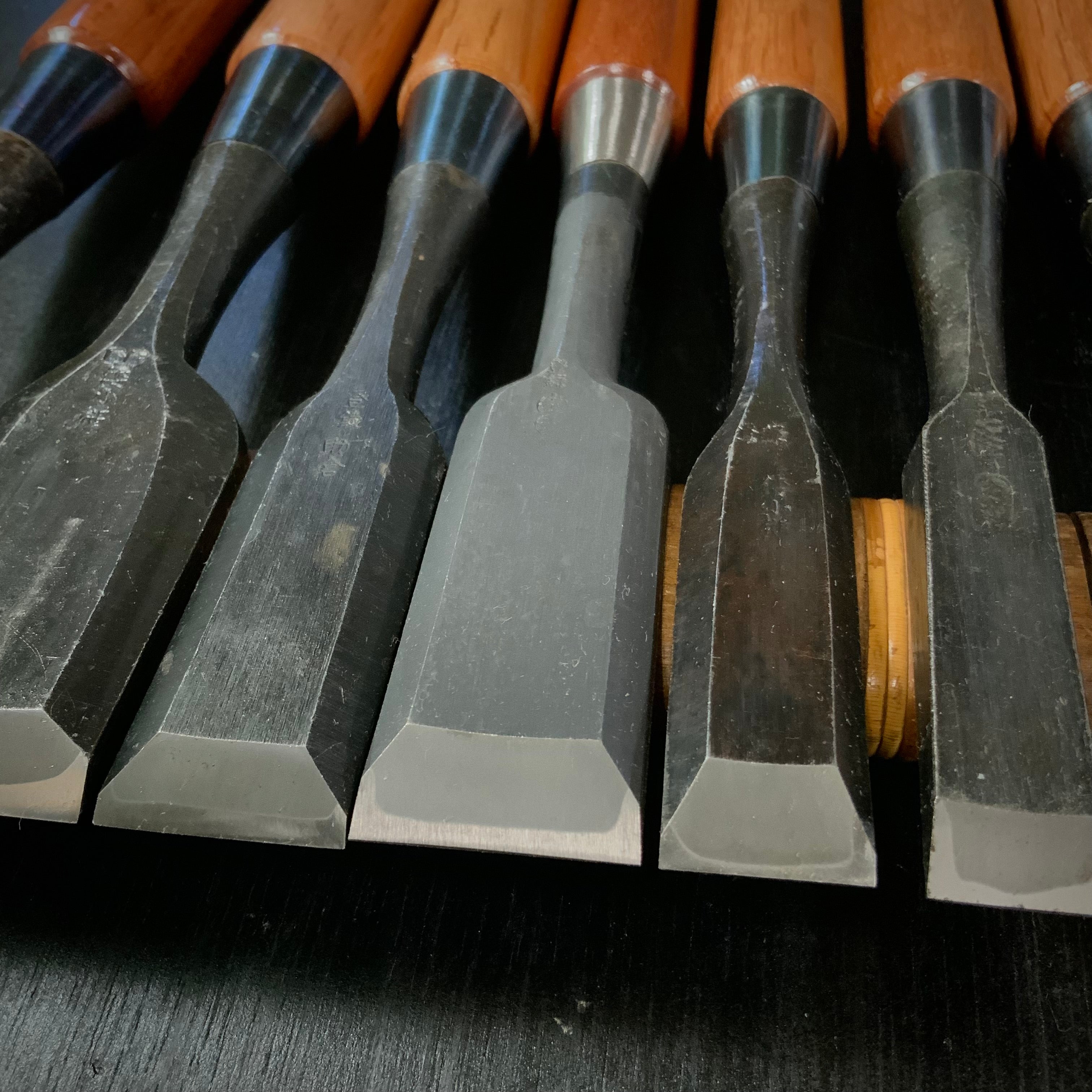 #M161 Mixed set for beginner Bench chisels set by unknown smith バラ鑿合わせ 初心者におすすめ 追入組鑿作者不明