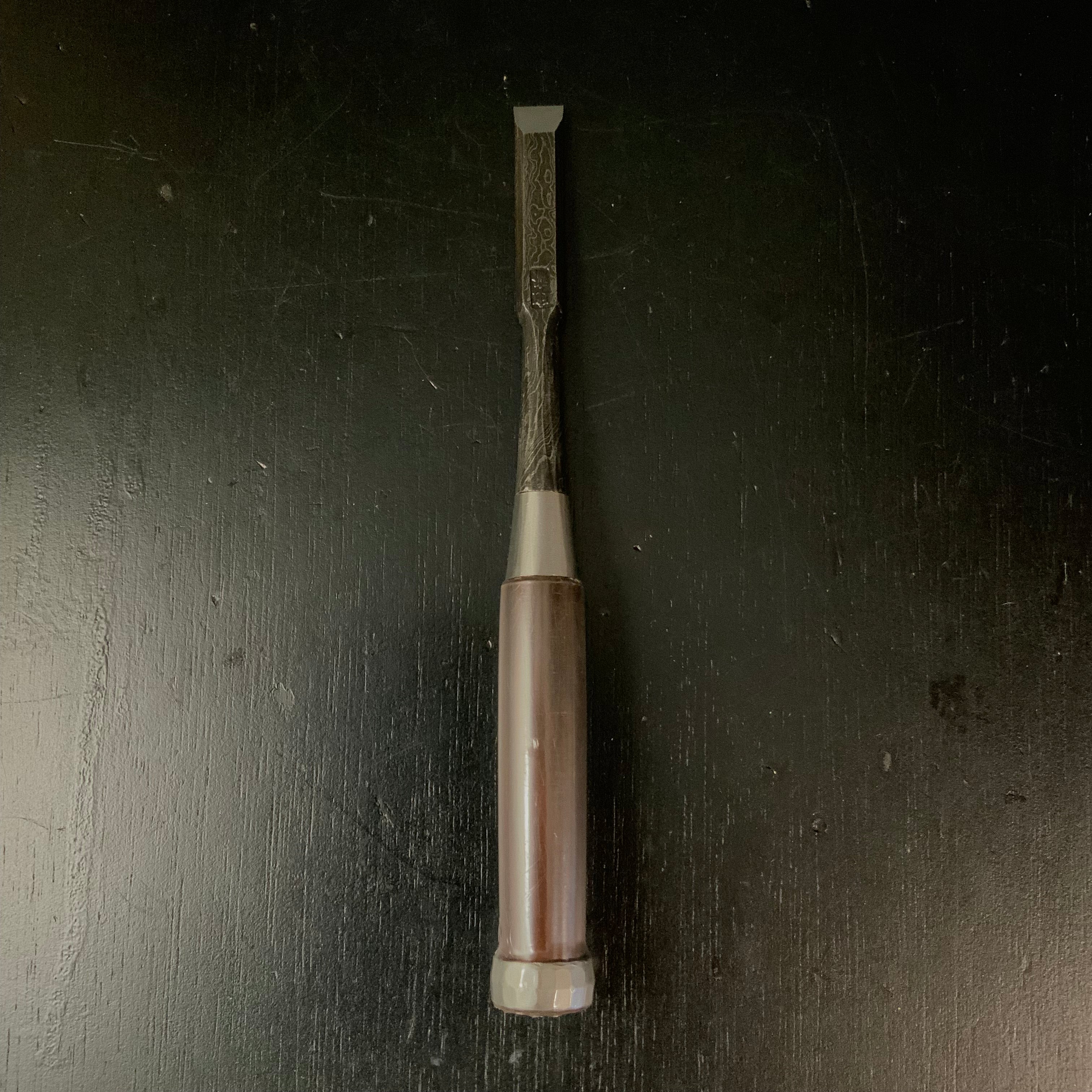 Tasai Mokume Special Bench chisels with blue steel 田斎作 木目 追入鑿 黒檀柄 13.5mm