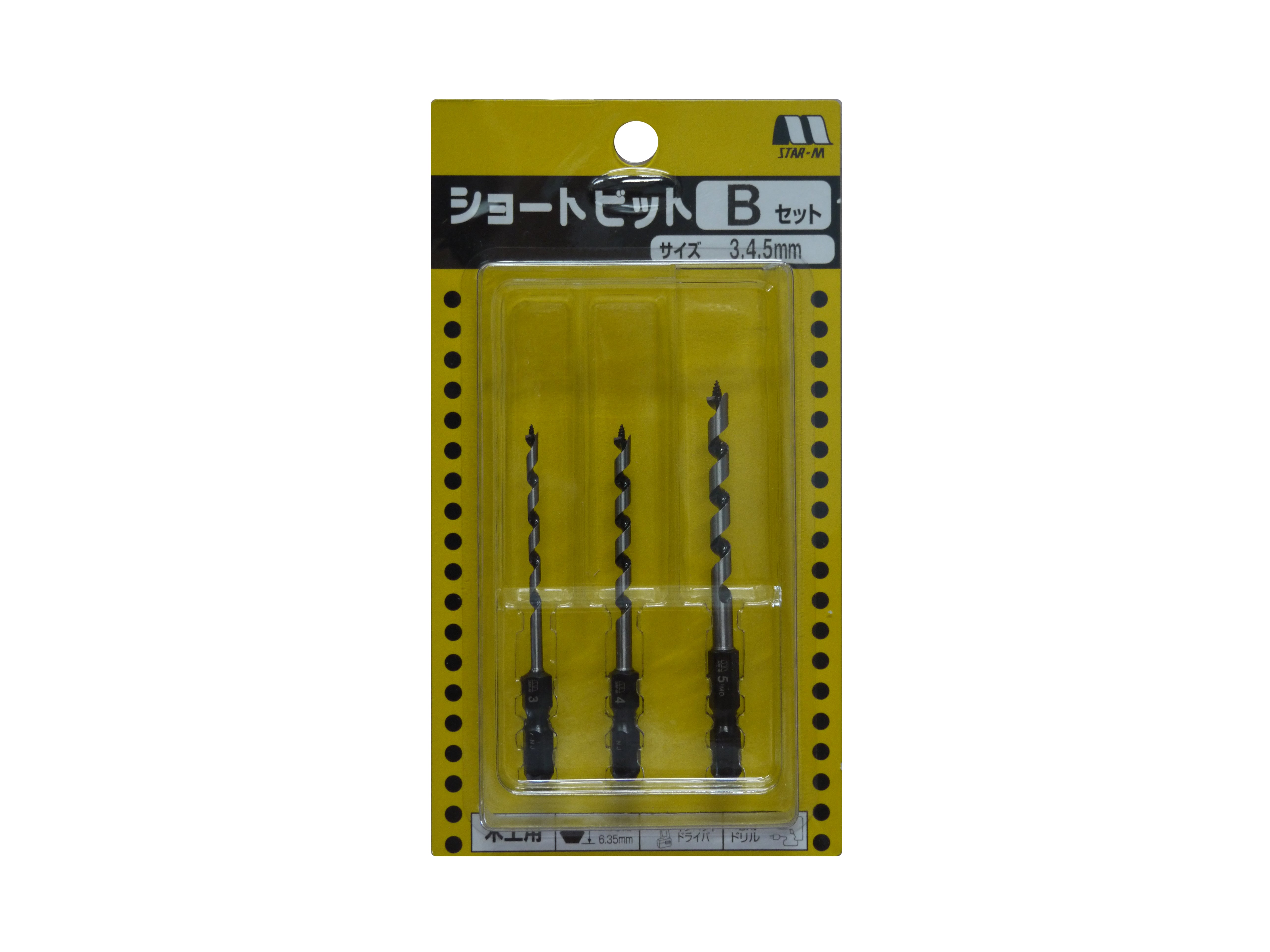 Star-M No.5 Combination Short Auger Bit 3-piece set / スターエム No'5 ショートビット3本セット