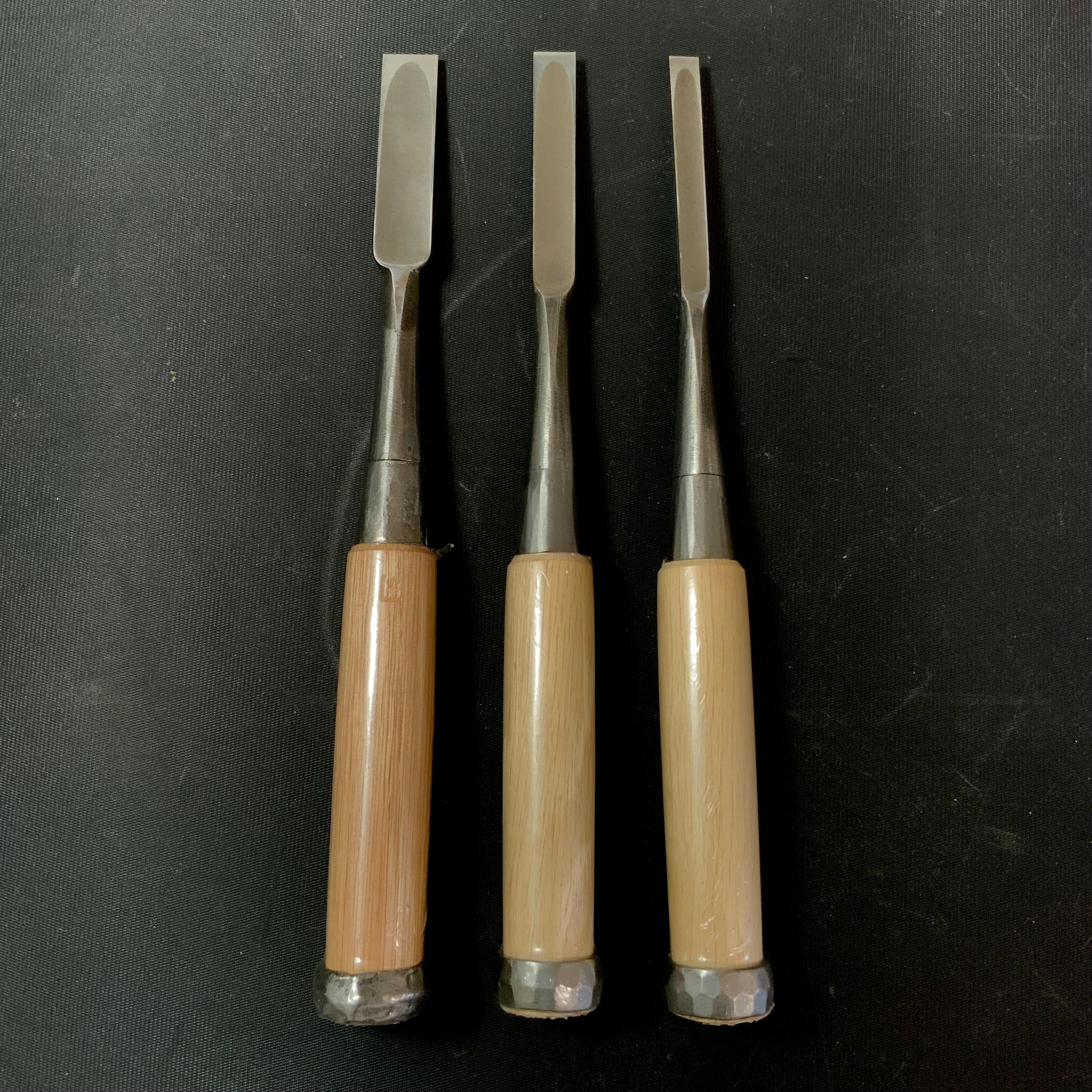 Tasai Special Bench chisels (Oirenomi) with blue steel 田斎作 磨き仕上 追入鑿 7mm / 10mm / 13mm