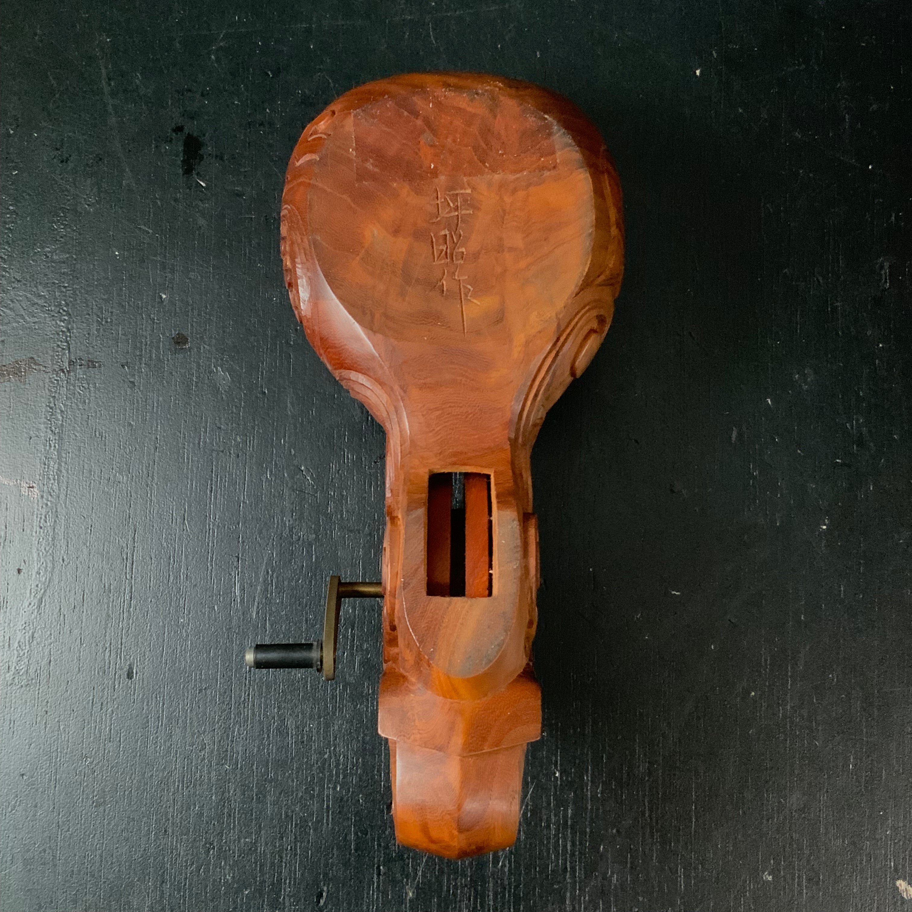 #ST55 Japanese Carpenter Ink Pot Traditional Measuring Tools Sumitsubo by Tsuboaki 坪昭作 墨壺 欅 200mm