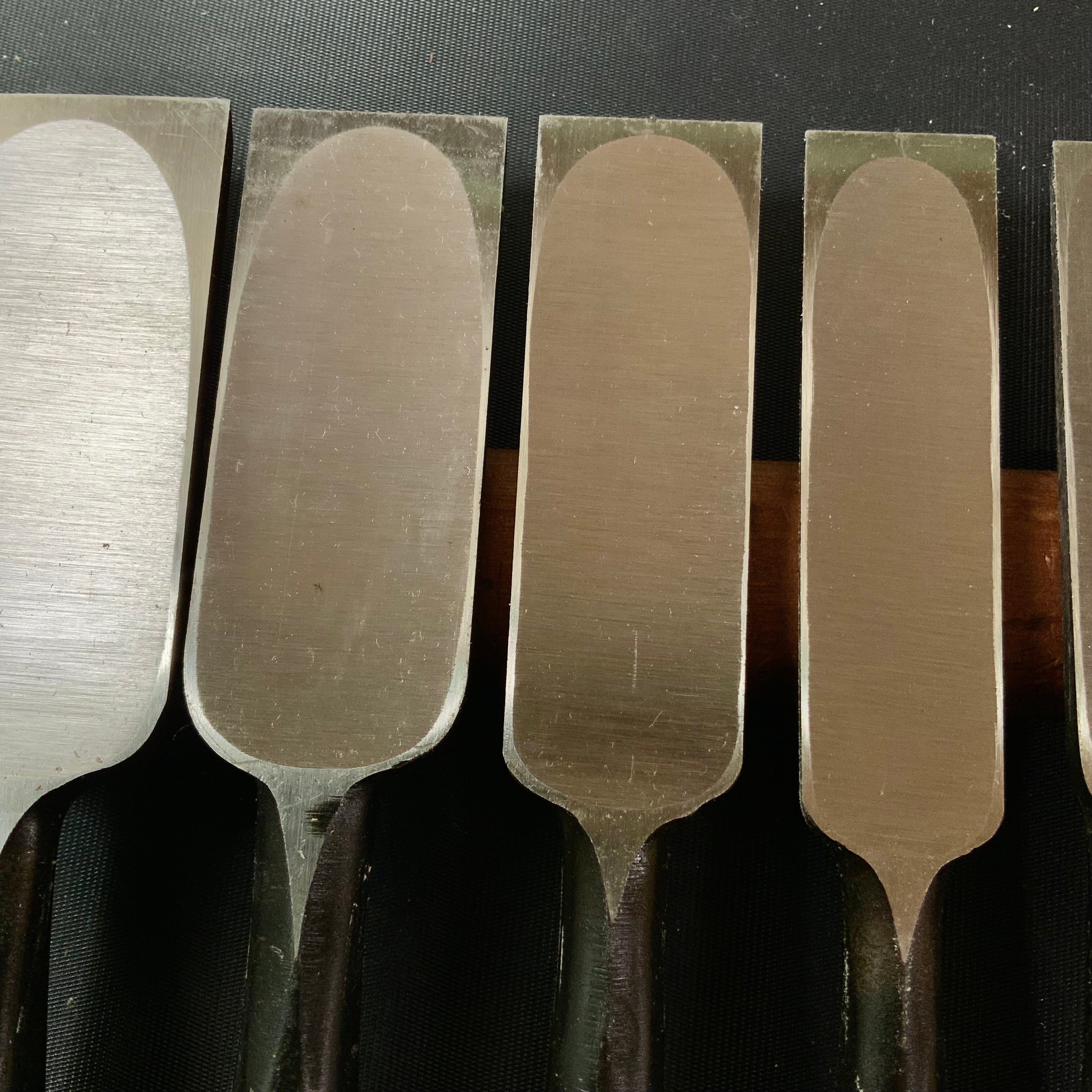 Old stock Kitsune Timber chisels set with white steel by Isono Nobuo 磯野信夫作 狐 叩鑿 7本組