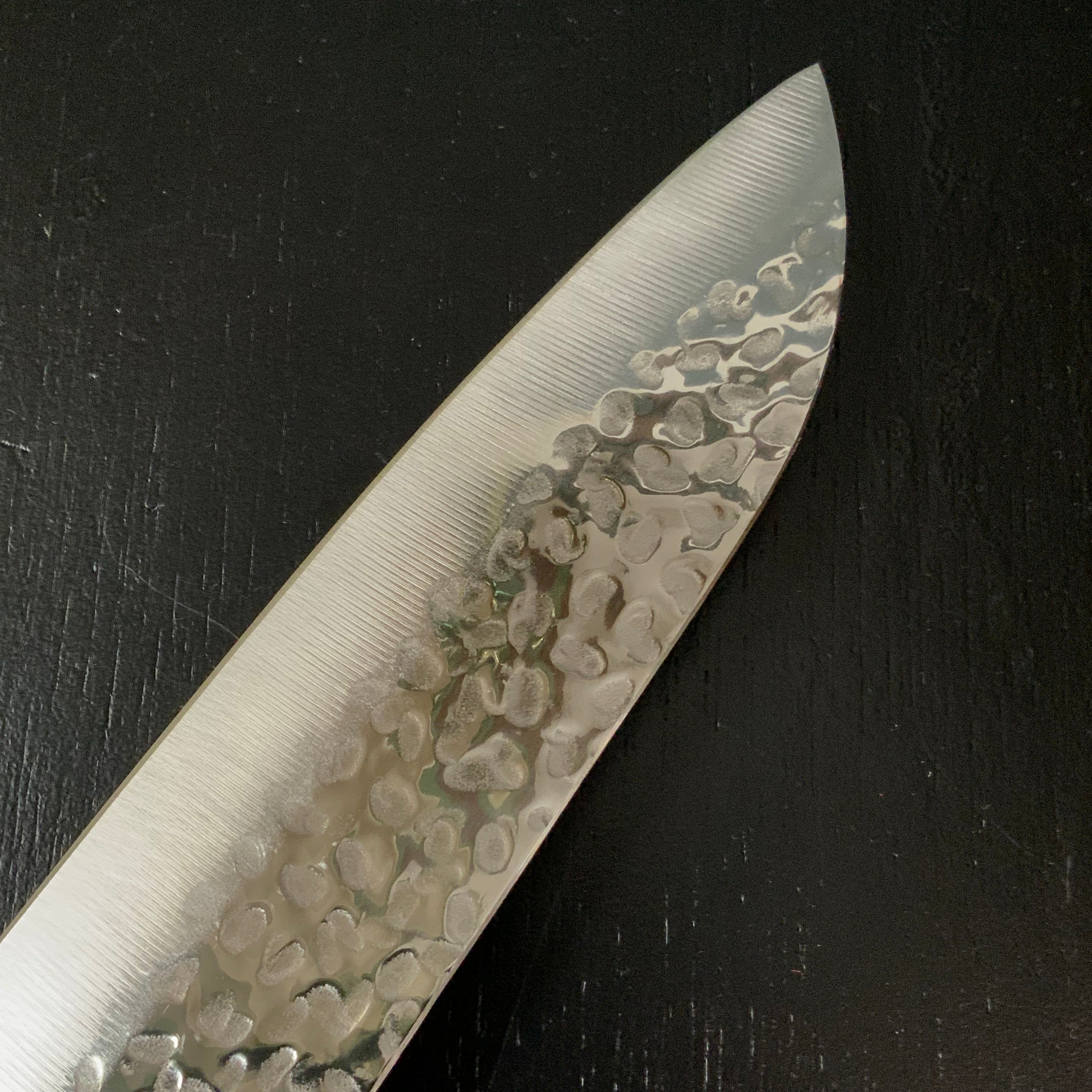 Houei INOX Chef knife Santoku brown plywood with rounded edges 豊榮 INOX 鎚目 茶合板丸柄 三徳 170mm