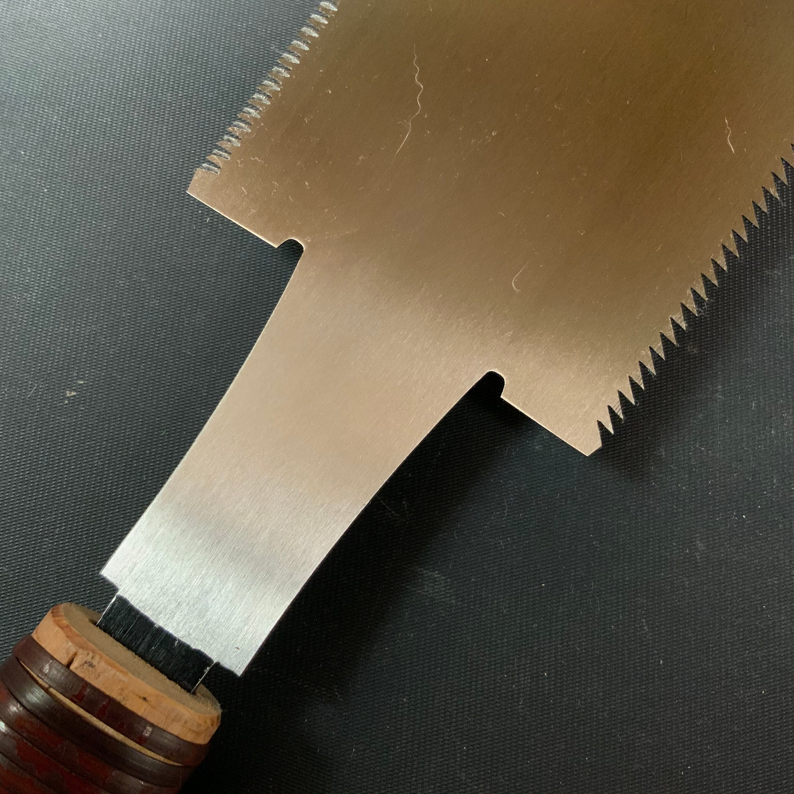 #R42 Ready to use! Old stock Double Edge Saw with Eddy Type Handles set by Kurashige 直ぐ使い 倉重栄助 目立 渦巻き柄 両刃鋸 230mm