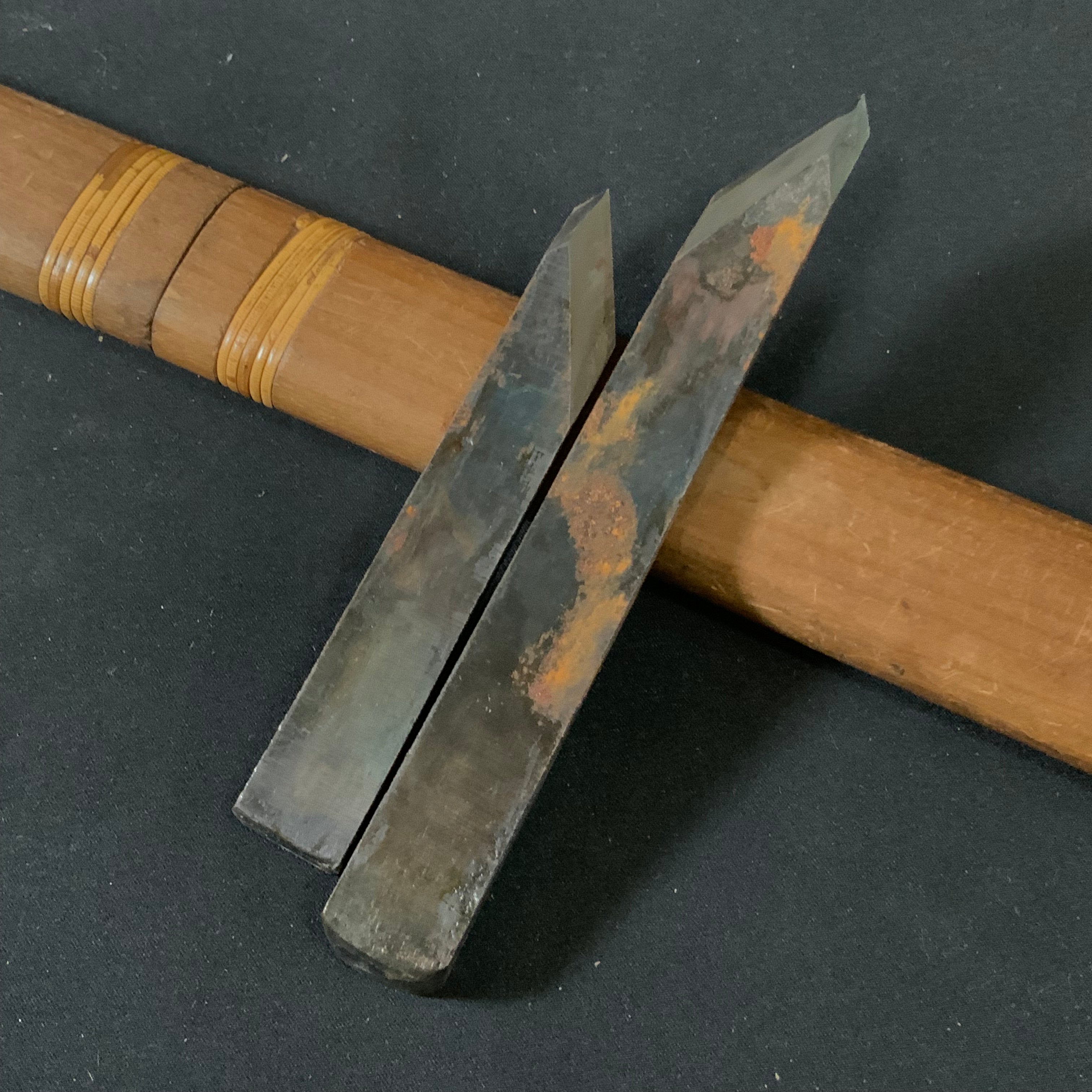 #11 Old stock Side Rabbet Plane with blue steel right hand 掘出し物 黑檀張り 右 脇取鉋 18mm Wakitori kanna