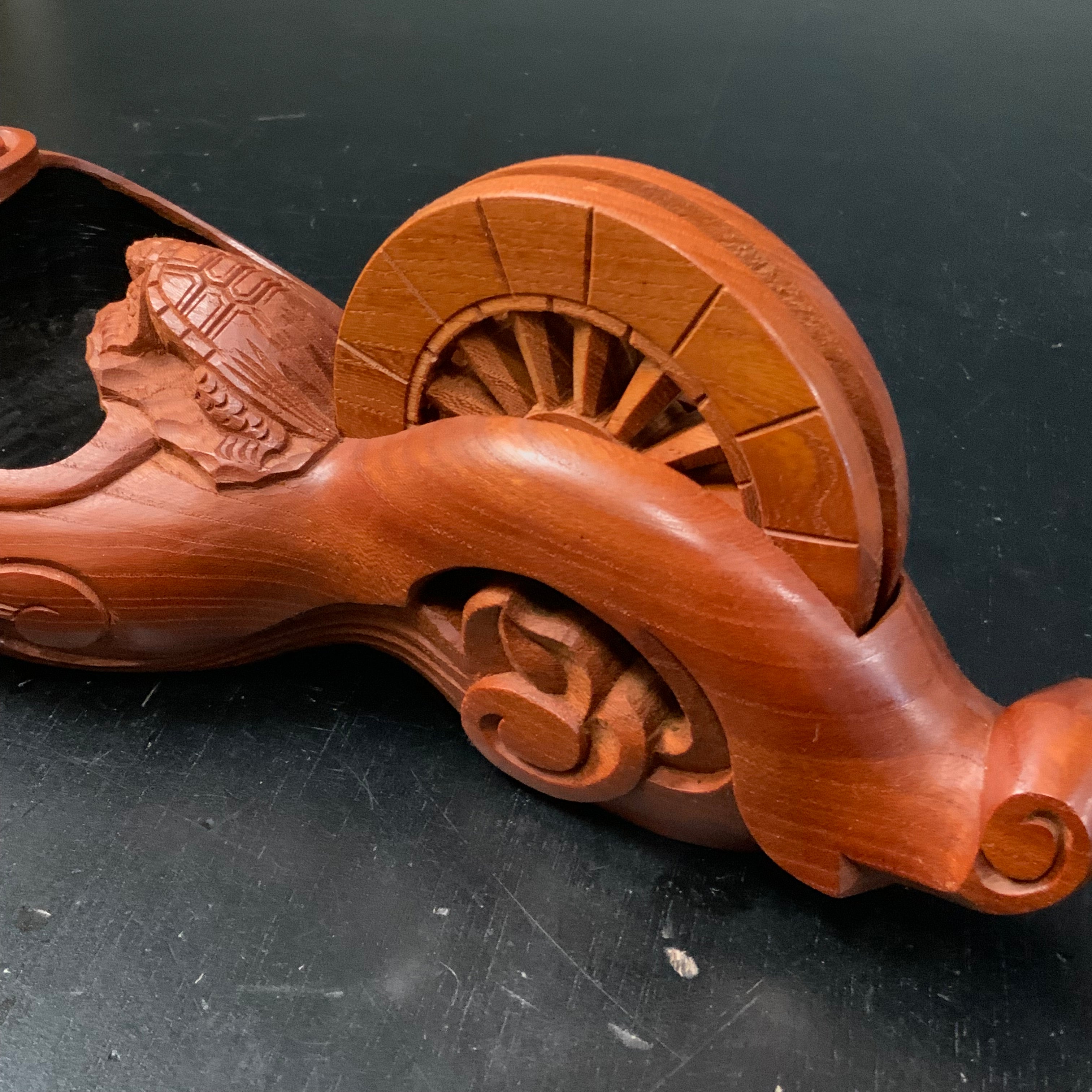 #ST52 Japanese Carpenter Ink Pot Traditional Measuring Tools Sumitsubo by Tsuboaki 坪昭作 墨壺 欅 265mm