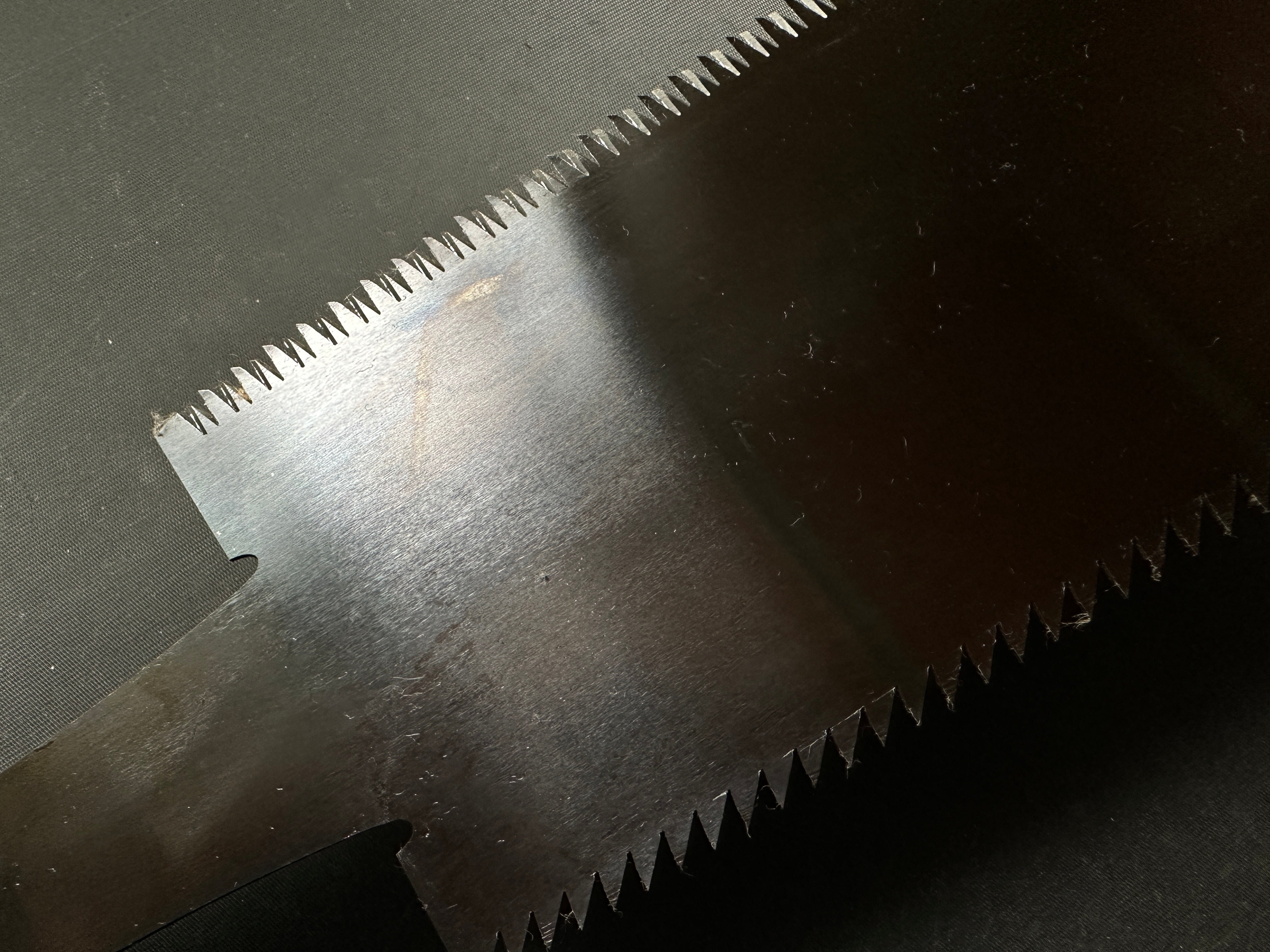 #R16 Ready to use! Old stock Double Edge (Genzo) Saw with Eddy Type Handles set by Kurashige 直ぐ使い 倉重栄助 目立 渦巻き柄 両刃鋸 300mm