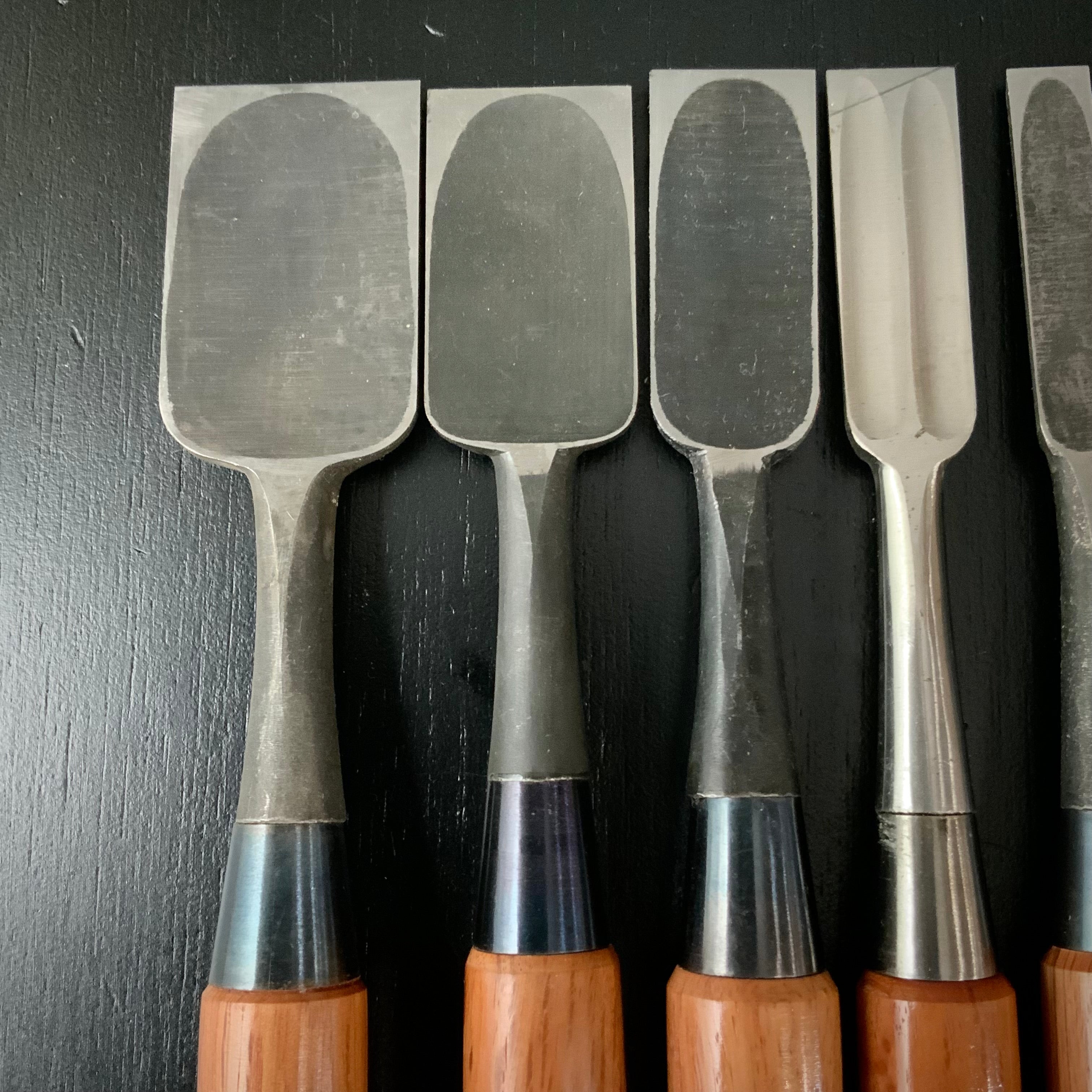 #M168 Mixed Bench chisels set by unknown バラ鑿合わせ 追入組鑿 5本組 作者不明