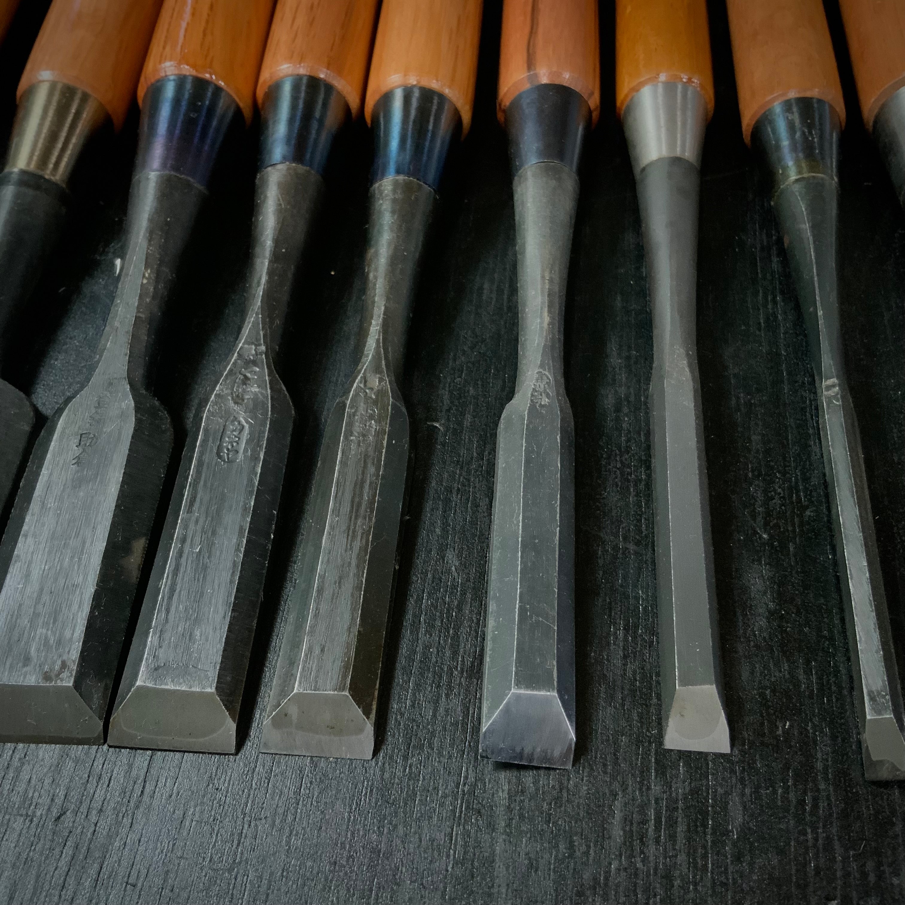 #M162 Mixed set for beginner Bench chisels set by unknown smith バラ鑿合わせ 初心者におすすめ 追入組鑿作者不明