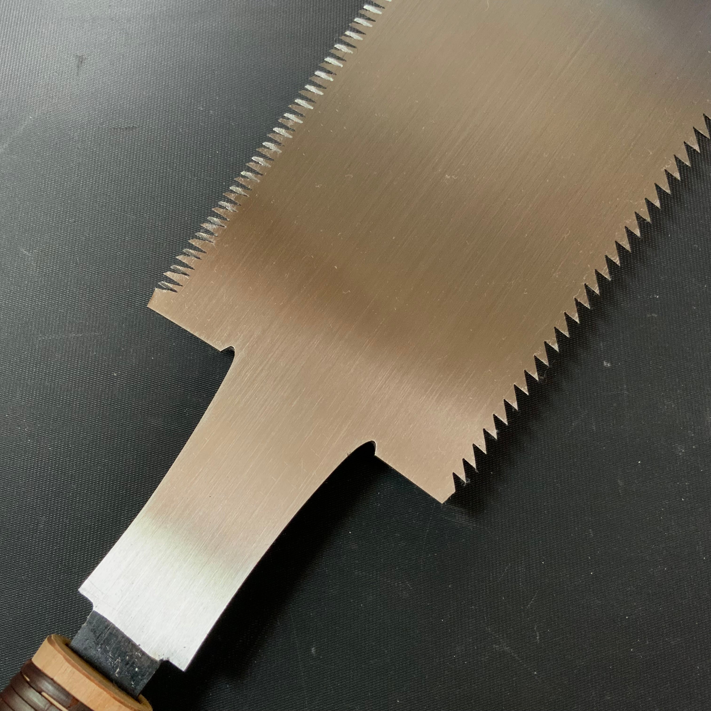 #R47 Ready to use! Old stock Double Edge Saw with Eddy Type Handles set by Kurashige 直ぐ使い 倉重栄助 目立 渦巻き柄 両刃鋸 300mm