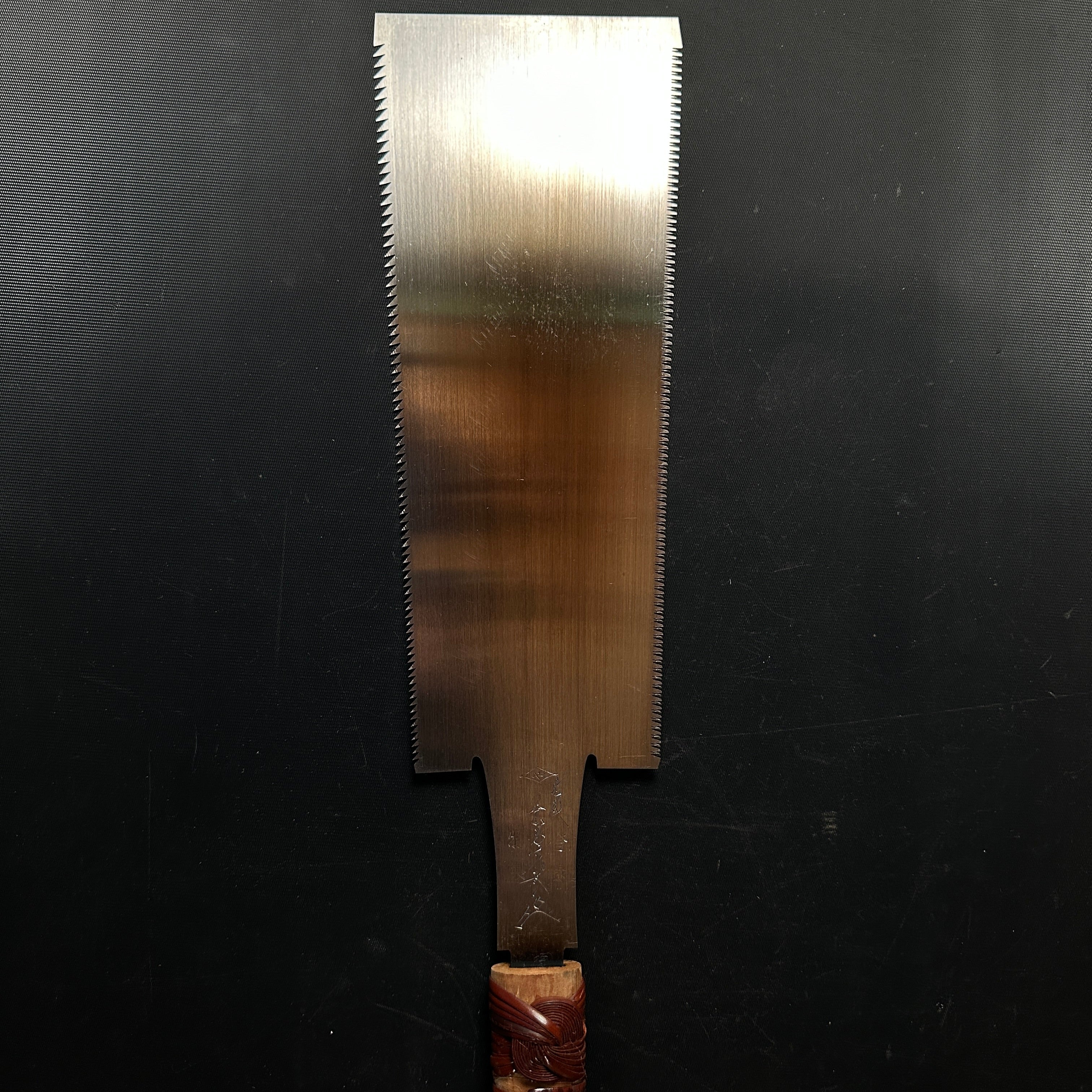 #R26 Ready to use! Old stock Double Edge Saw with Eddy Type Handles set by Kurashige 直ぐ使い 倉重栄助 目立 渦巻き柄 両刃鋸 240mm