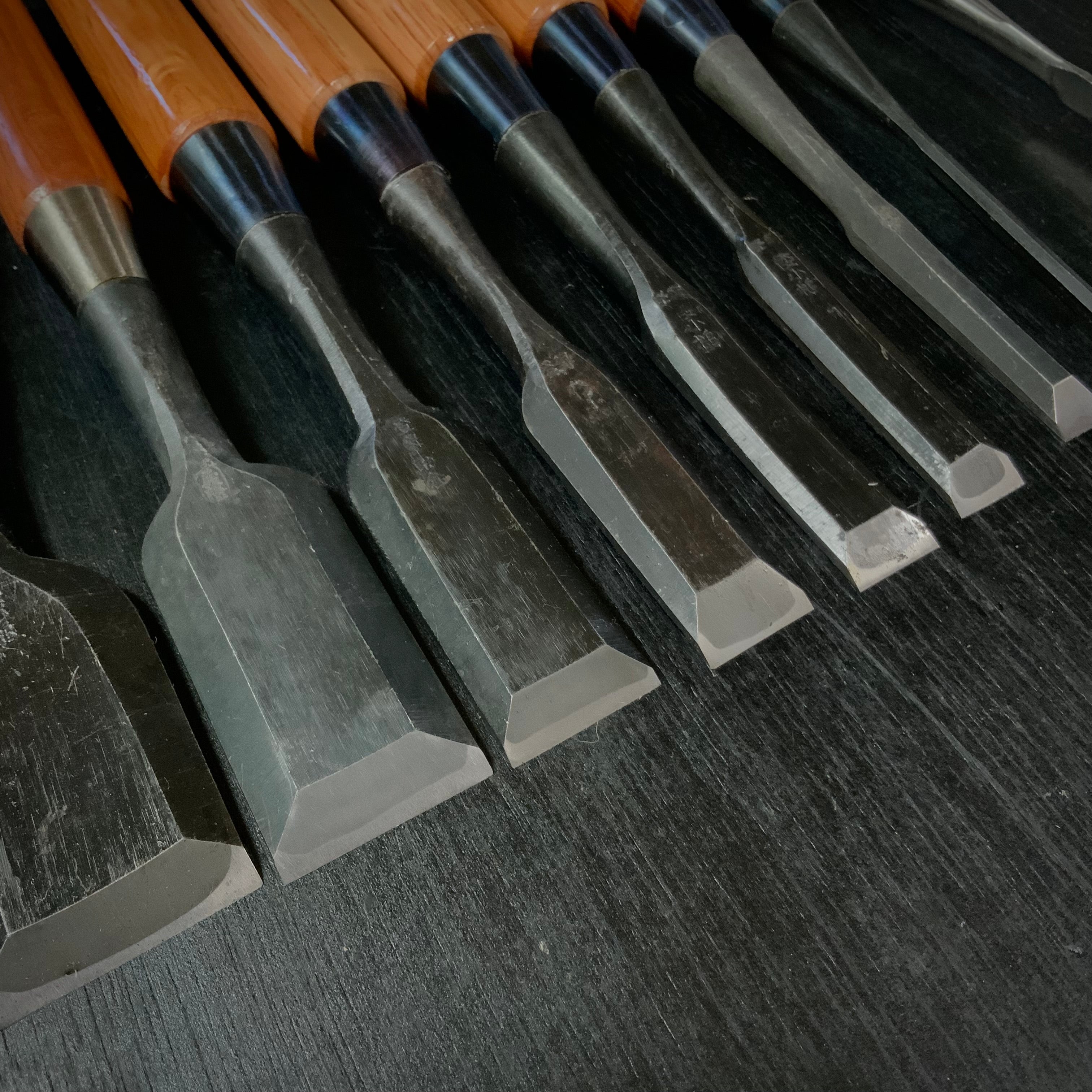 #M160 Mixed set for beginner Bench chisels set by unknown smith バラ鑿合わせ 初心者におすすめ 追入組鑿作者不明