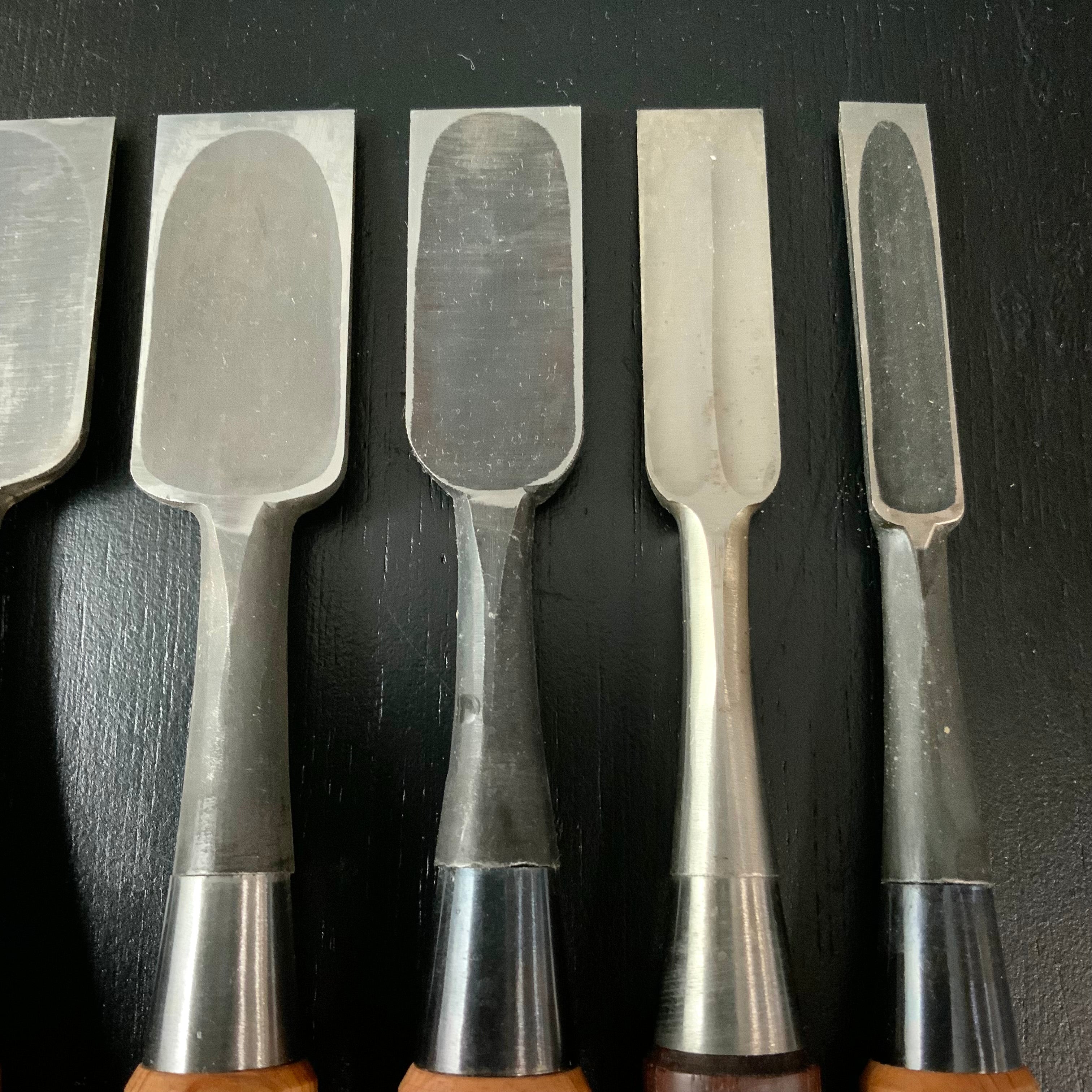 #M168 Mixed Bench chisels set by unknown バラ鑿合わせ 追入組鑿 5本組 作者不明