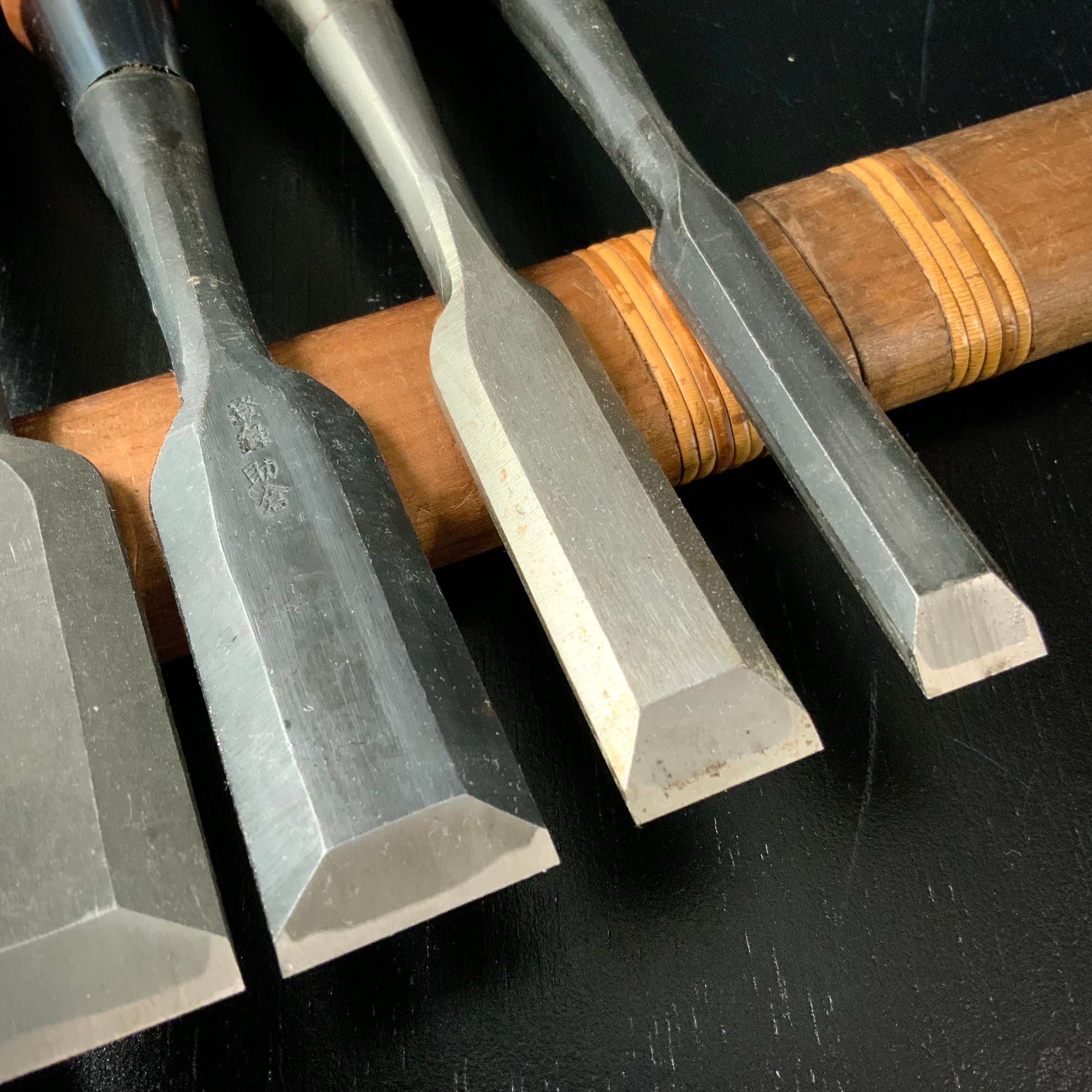 #M168 Mixed Bench chisels set by unknown バラ鑿合わせ 追入組鑿 5本組 作者不明