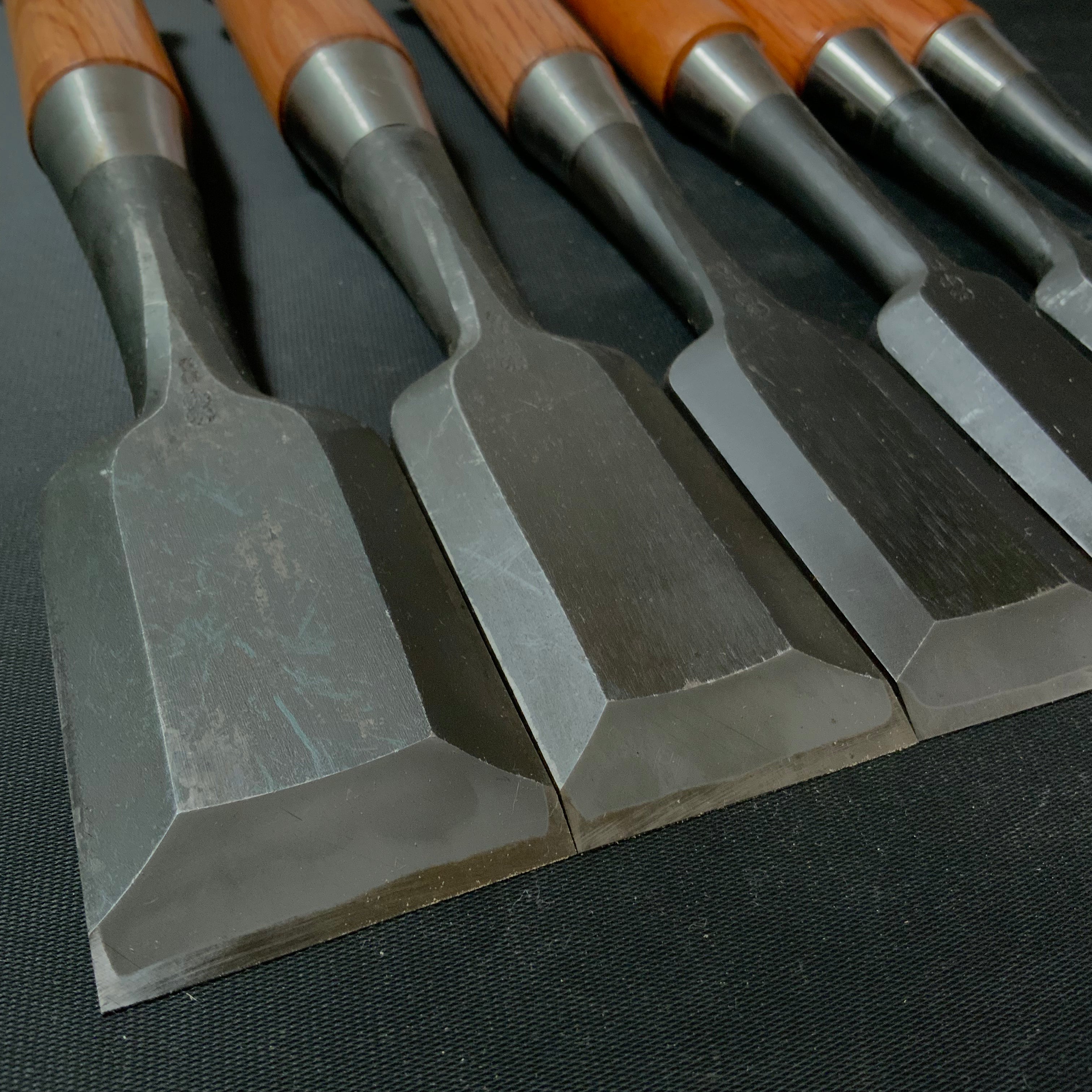 #M153 Mixed Middle Timber chisels set by unknown smith バラ鑿合わせ 半叩き組鑿 作者不明