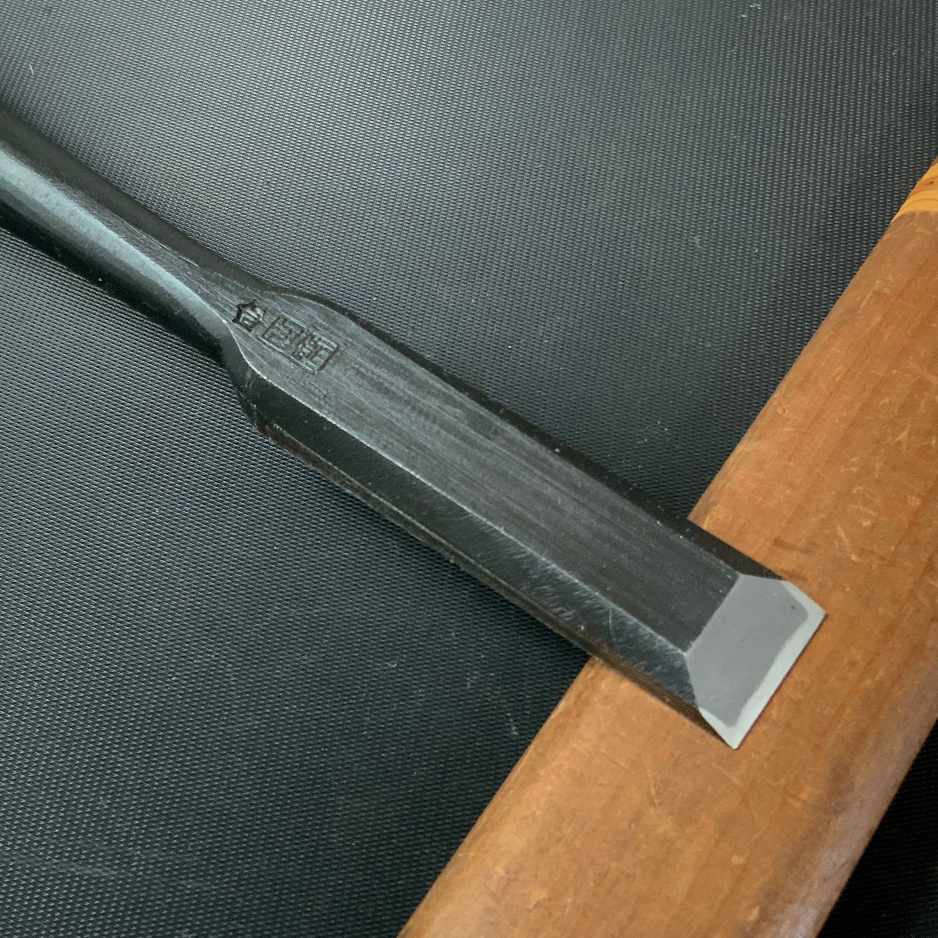 Tasai Middle Timber chisels with blue steel / 田斎心童作 中叩鑿 芯付白樫柄 18mm