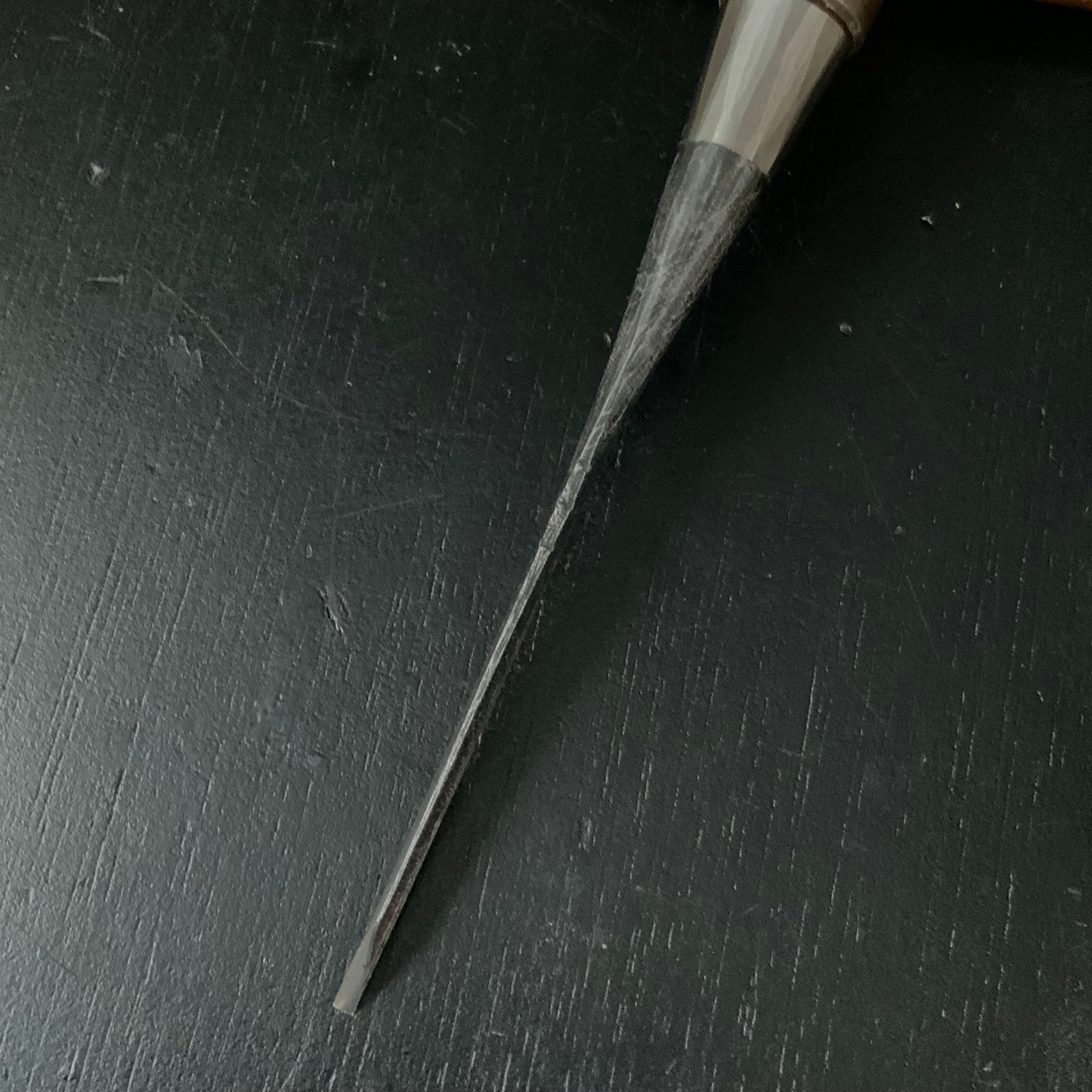 Tasai Mokume Special Dovetail Bench chisels with blue steel 田斎作 木目 鎬追入鑿 黒檀柄 3mm