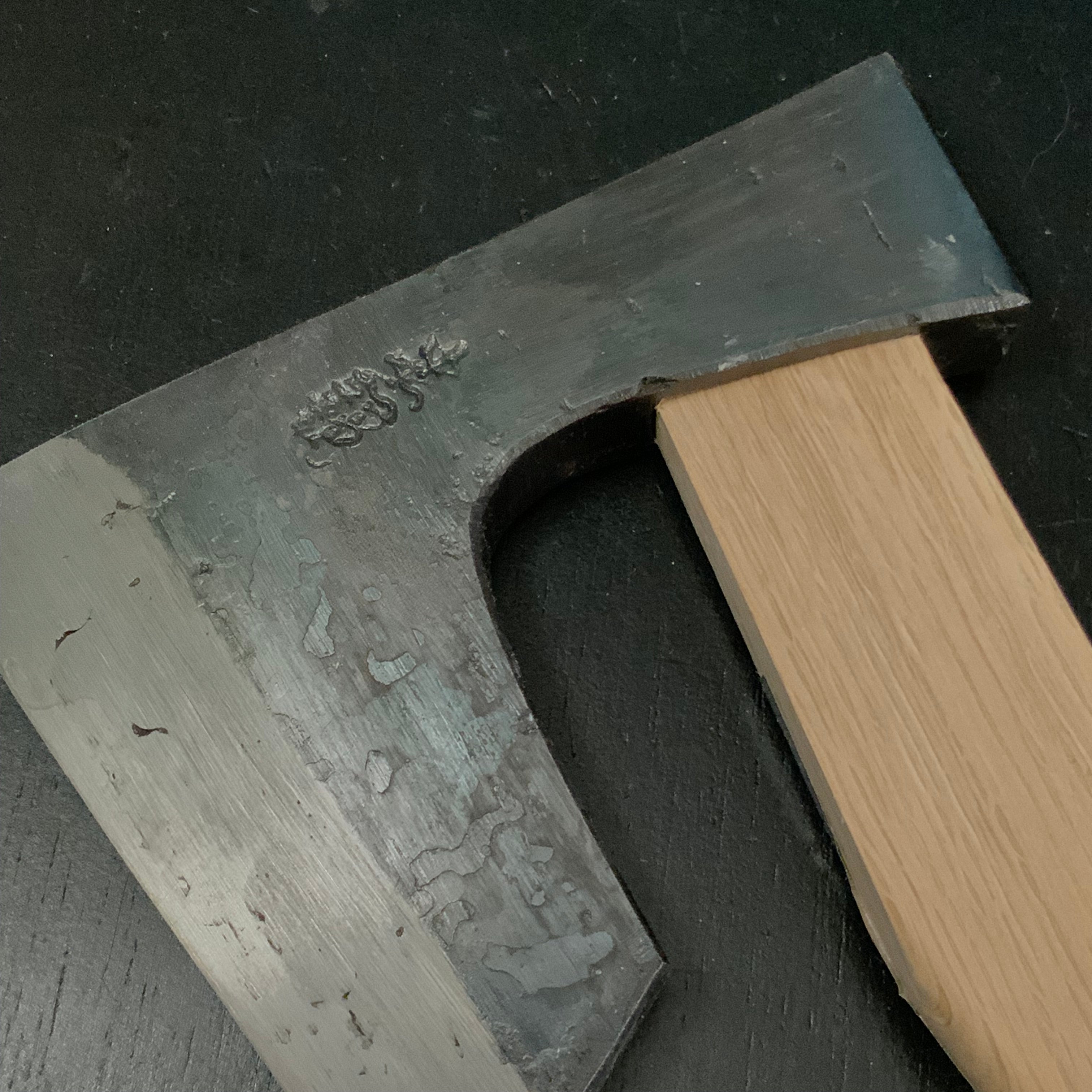 Japanese Carpenter's Axe by Tadachika with Blue steel Masakari 115mm 土佐刃物 忠親作 青紙鋼 東型大工鉞 鞘付 115mm