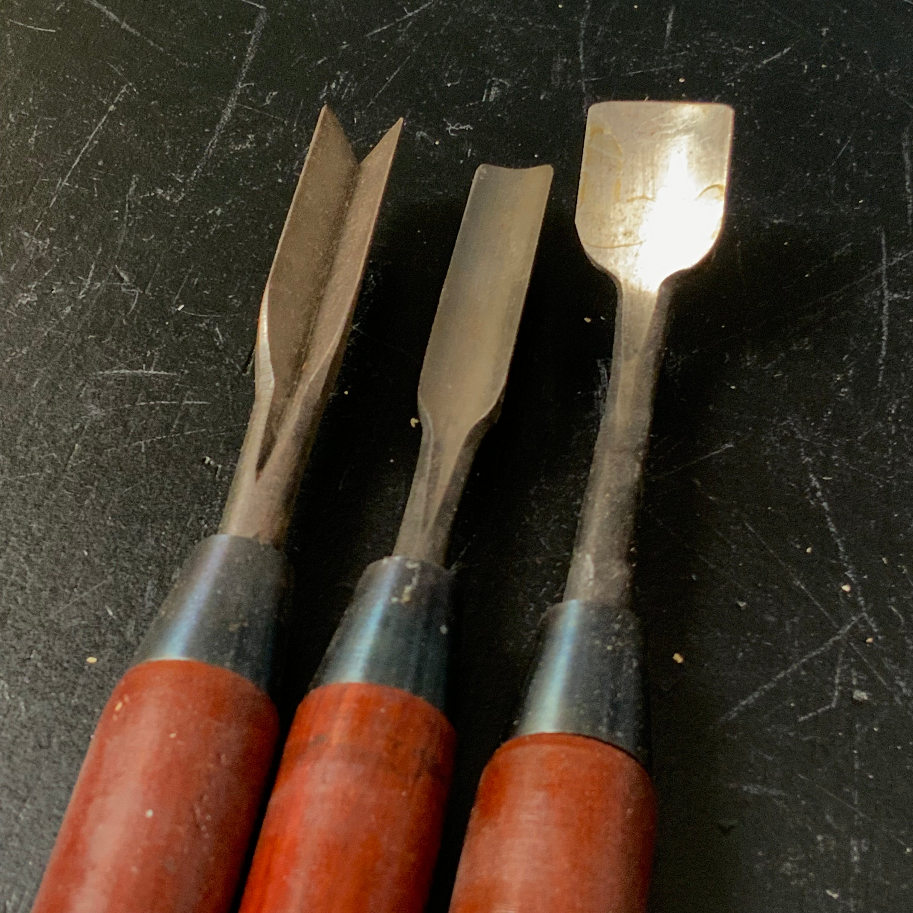 Old Stock woodcarving chisel with white steel 掘り出し物 木彫り細工鑿 六寸丈柄