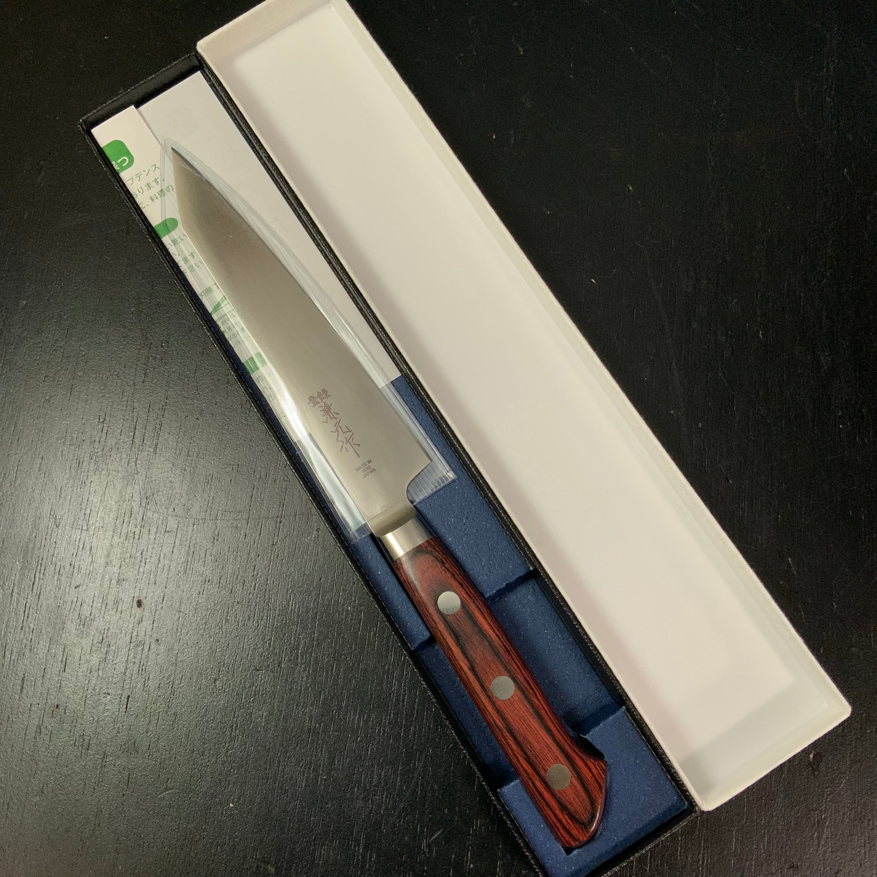 兼元作 モリブデン鋼 切付ペティナイフ マホガニ柄 145mm   Kanemoto Kiritsuke Petit knife with molybdenum steel Mahogany pattern
