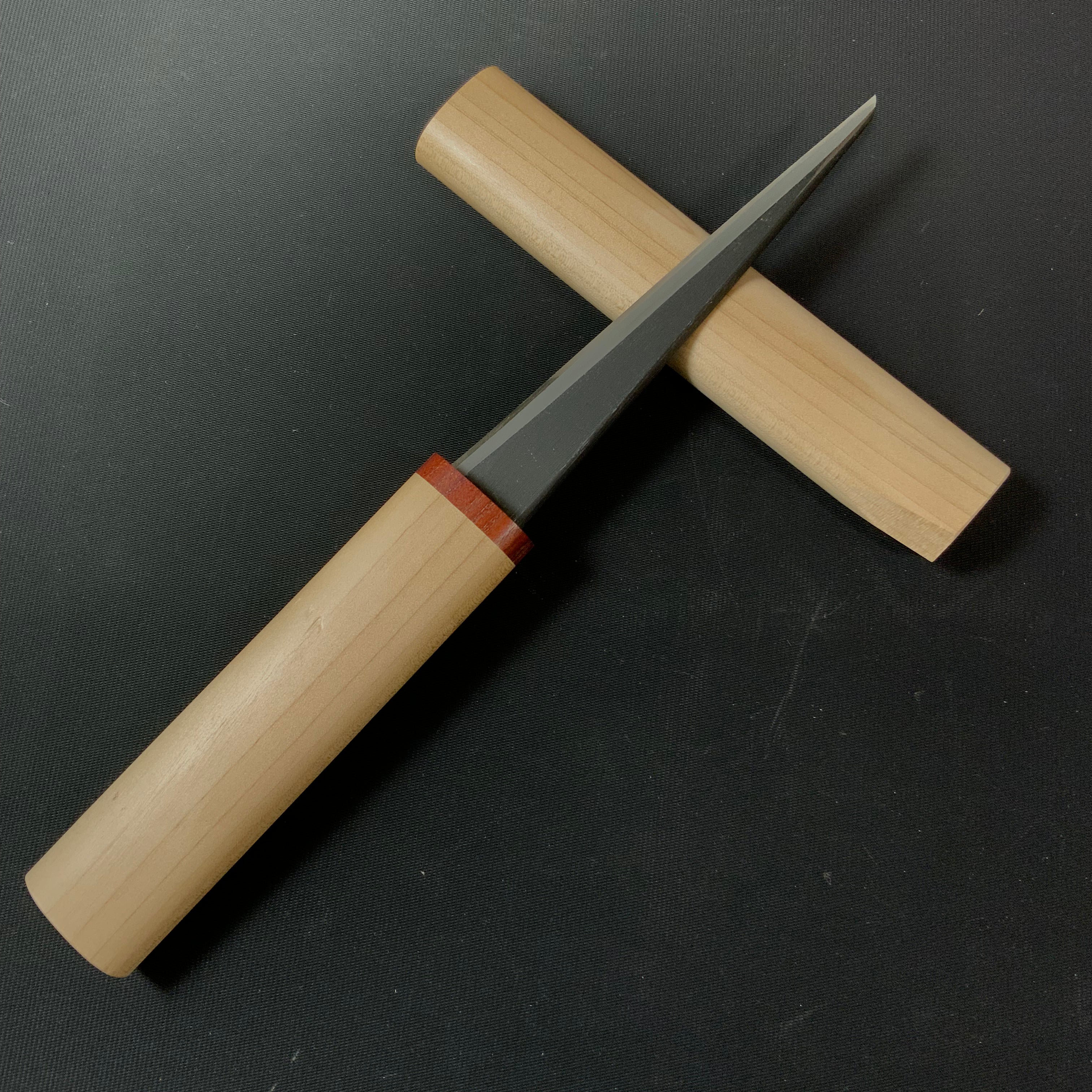 Old stock Sakamitsu 1st generation Kuri Kokatana Left (Carving knife) with white steel 掘出し物 初代坂光作 繰小刀 左 130mm