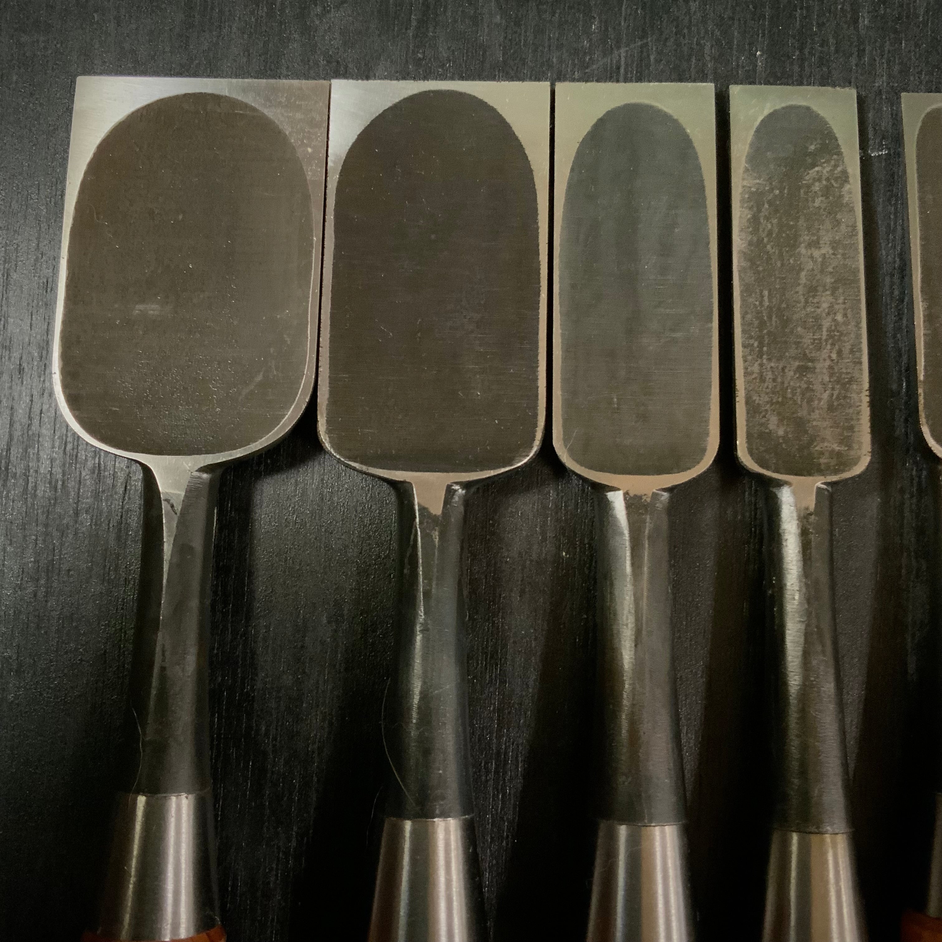Old Stock Kanehiro Shorter Timber chisels 6piece set / 掘り出し物 兼弘 半叩鑿 6本組