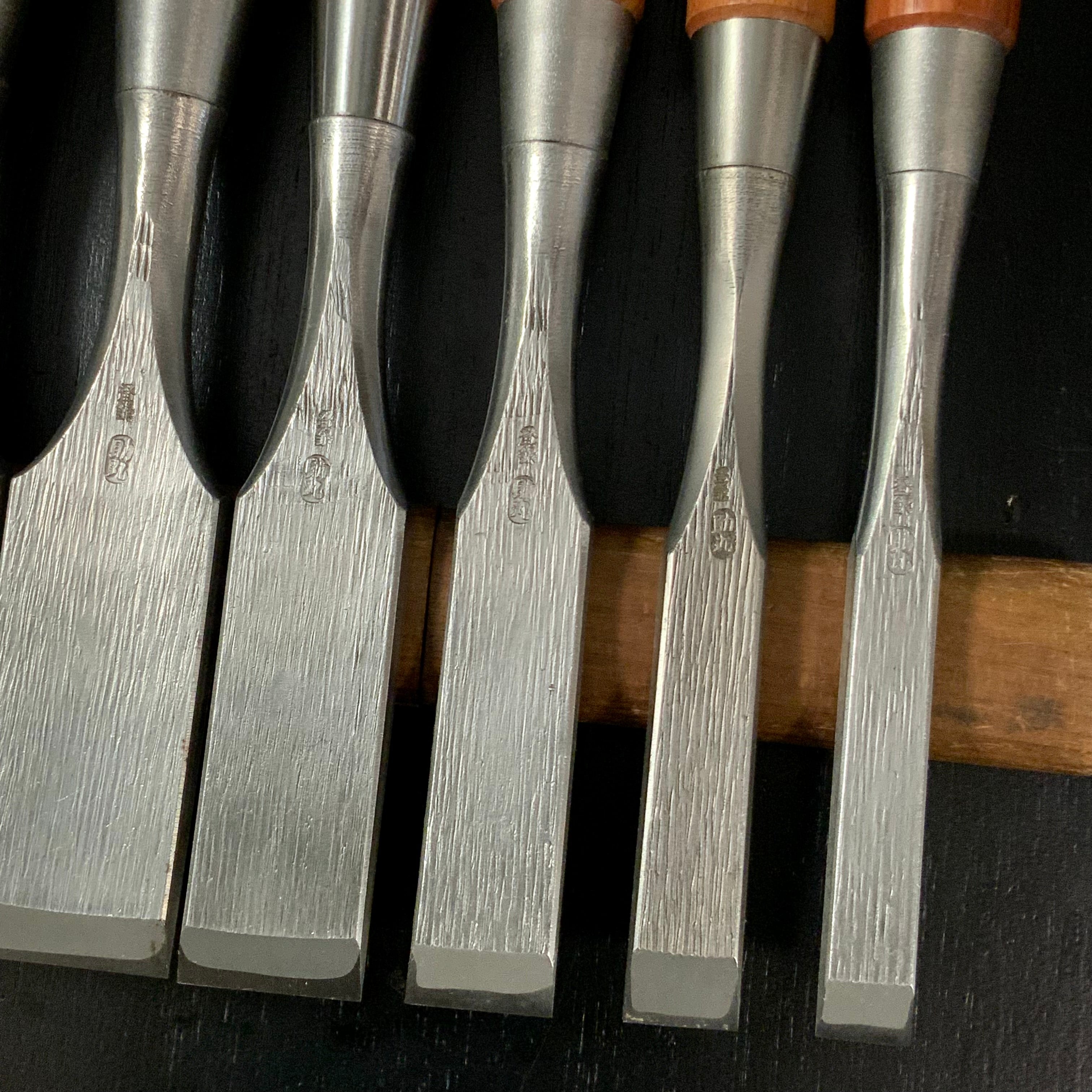 Sukemaru 4th High-Speed Steel Shorter Timber Chisels set by Usui Yoshio 四代助丸 碓氷淑郎 ハイスダメ切鑿 7本組 Damekiri Tatakinomi