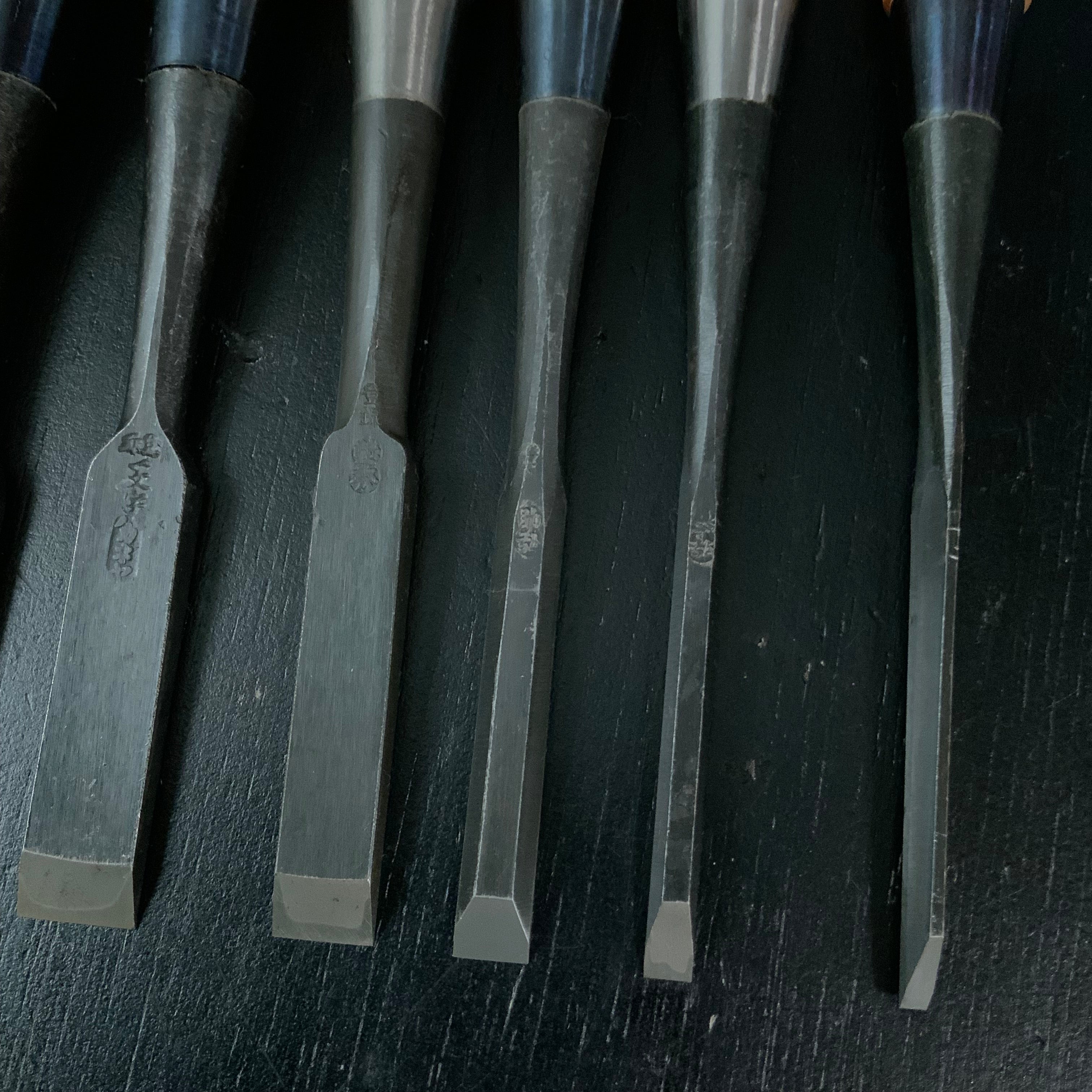 #M179 Mixed Uchimarunomi chisels set by unknown バラ鑿合わせ 内丸組鑿 10本組 作者不明