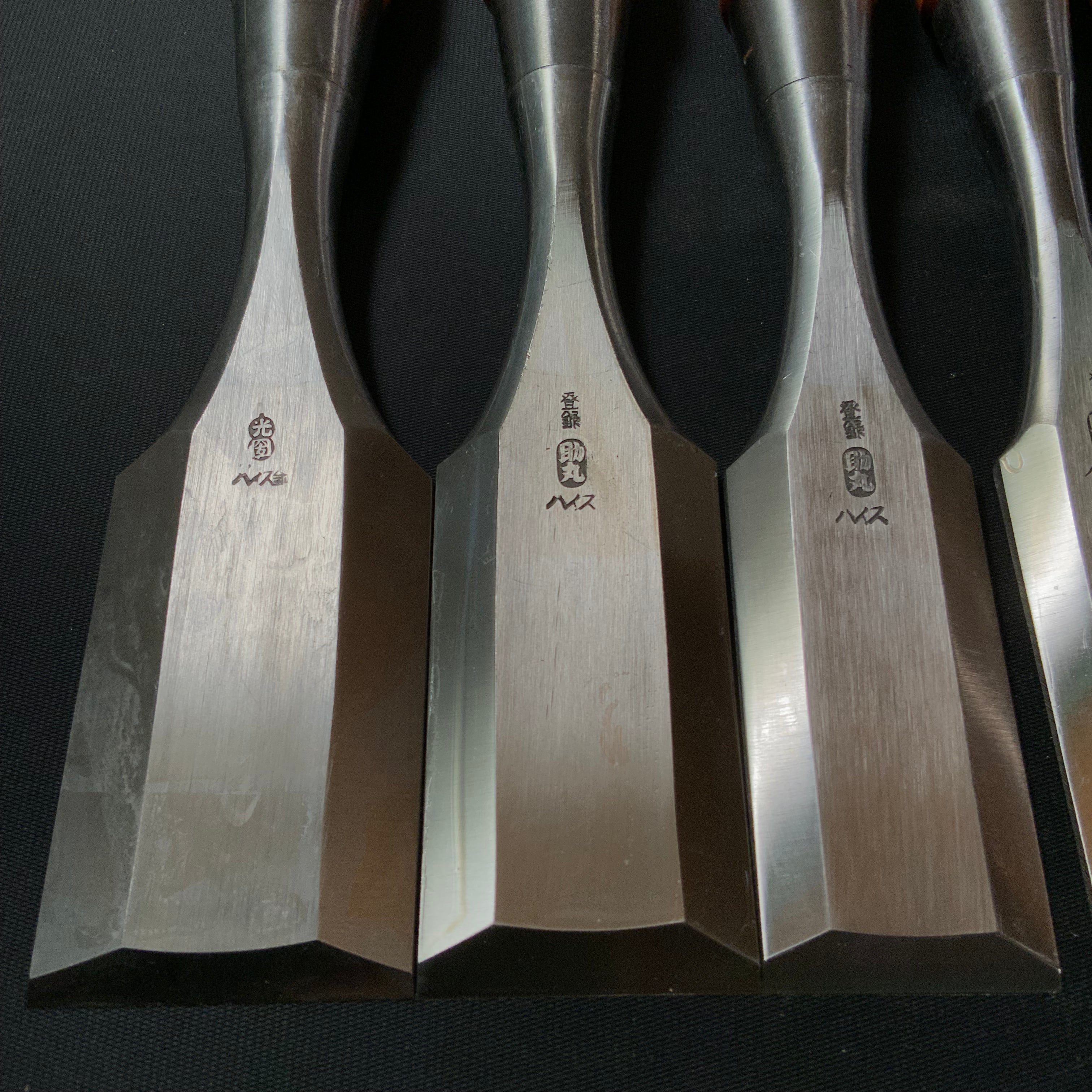Old stock #7 Mixed set High-Speed Steel Timber chisels 掘出し物 バラ鑿合わせ ハイス叩鑿 6本組 Tatakinomi