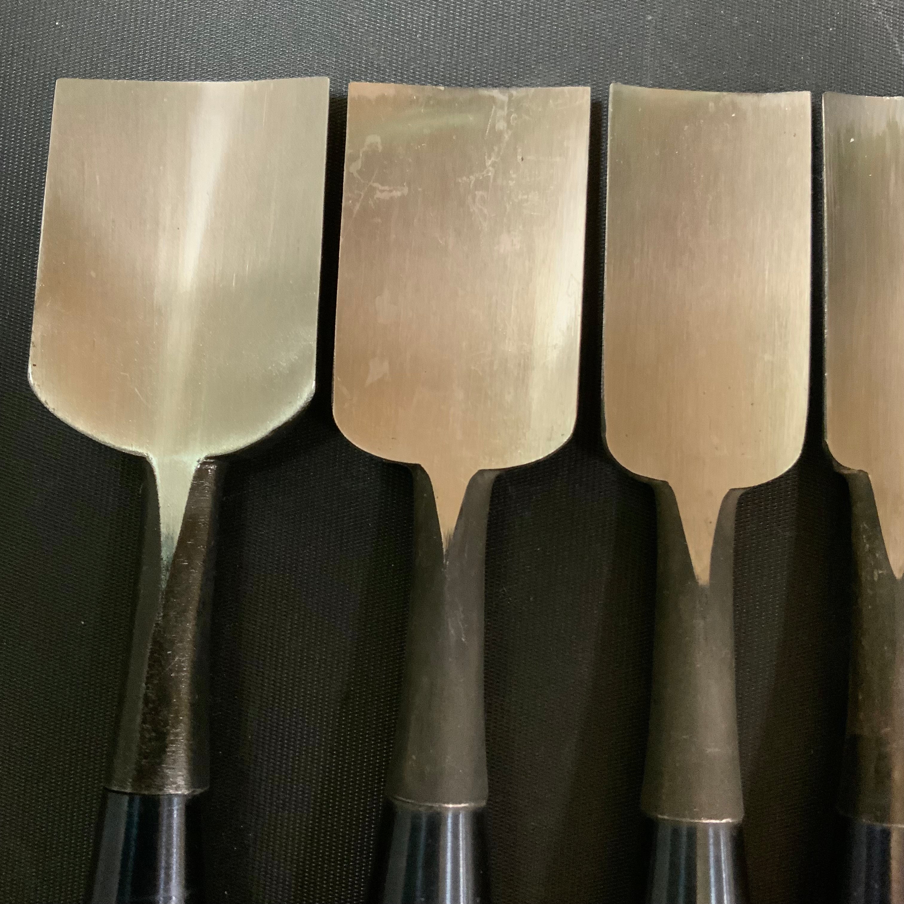 #13 Old stock Uchi maru bench chisels set with white steel 掘出し物 内丸追入組鑿 10本組 Uchimarunomi