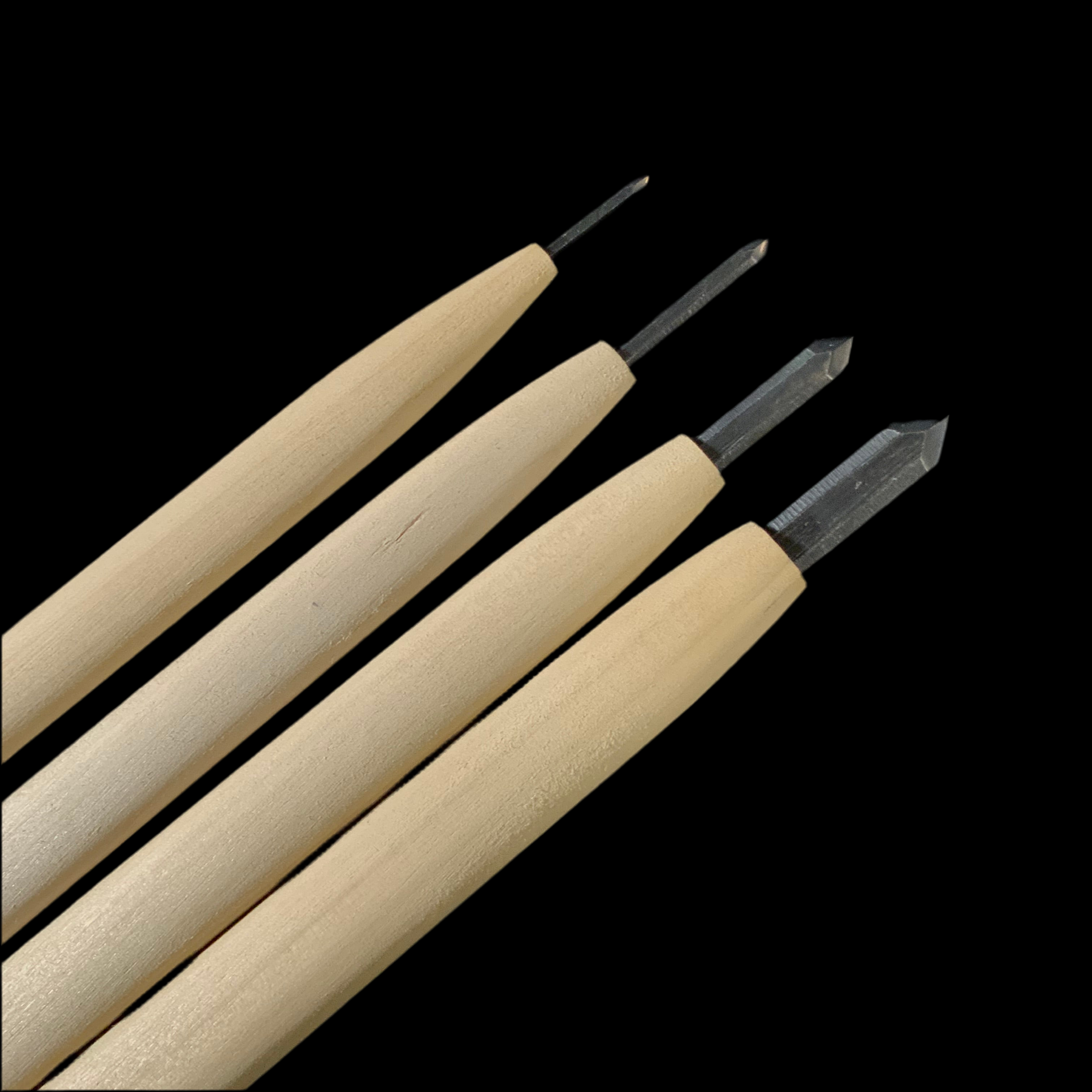 Seigen Ken Type Carving chisels with Super Blue steel by Chousei 清玄 剣型刀 彫清作 青紙スーパー鋼