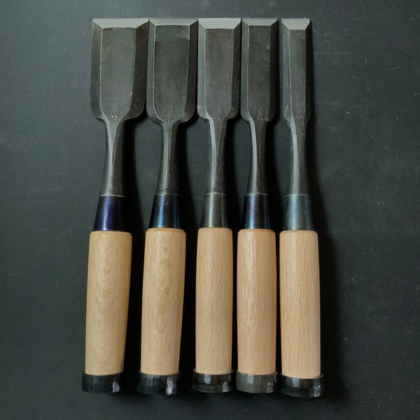 Ioroi Timber chisels set with white steel by Ioroi Hideo 五百蔵秀夫作 五百蔵 厚鑿  5本組 Atsunomi