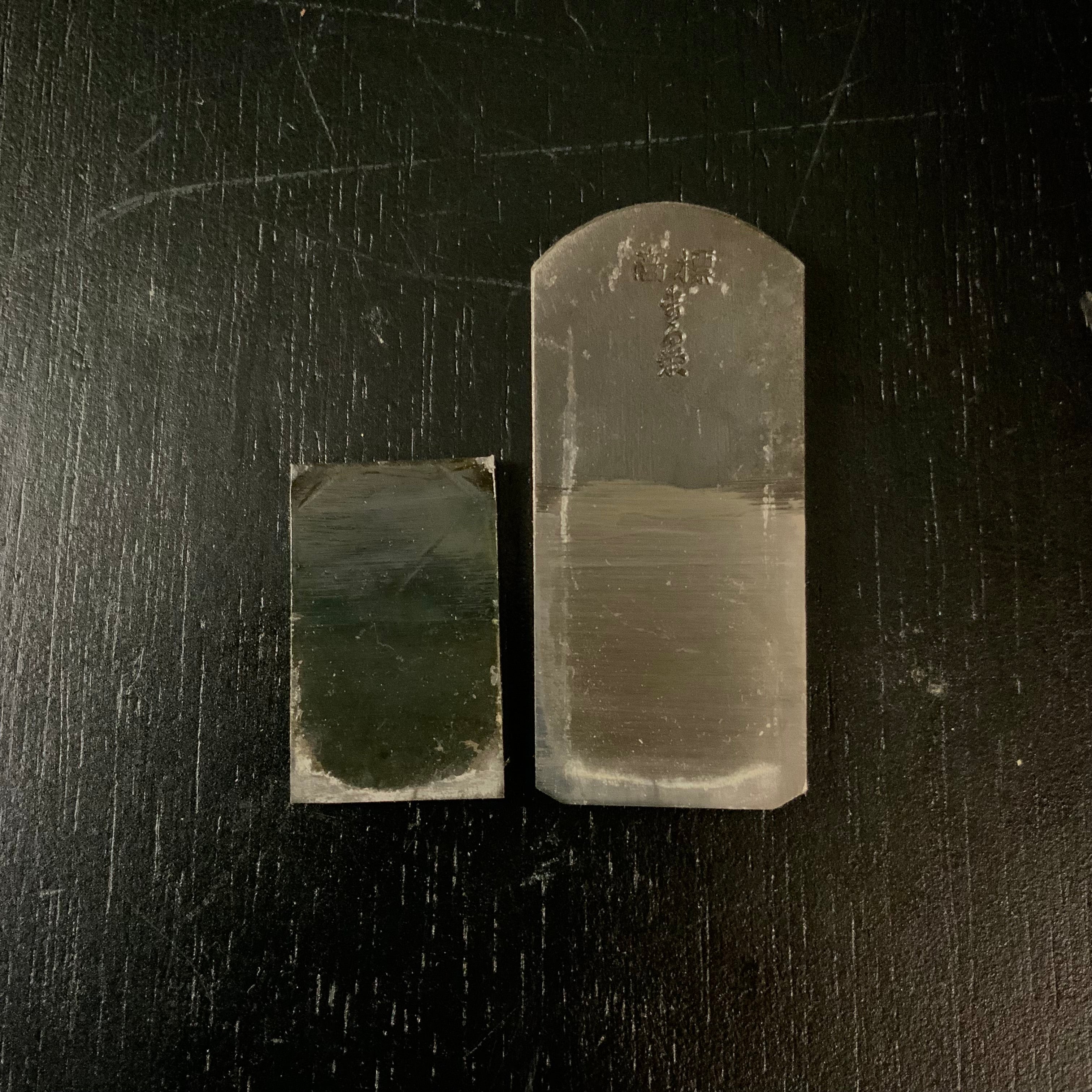 Old stock Chamfer Plane 60° with blue steel 掘出し物 小森作 猿面取鉋 黒檀張り 30mm