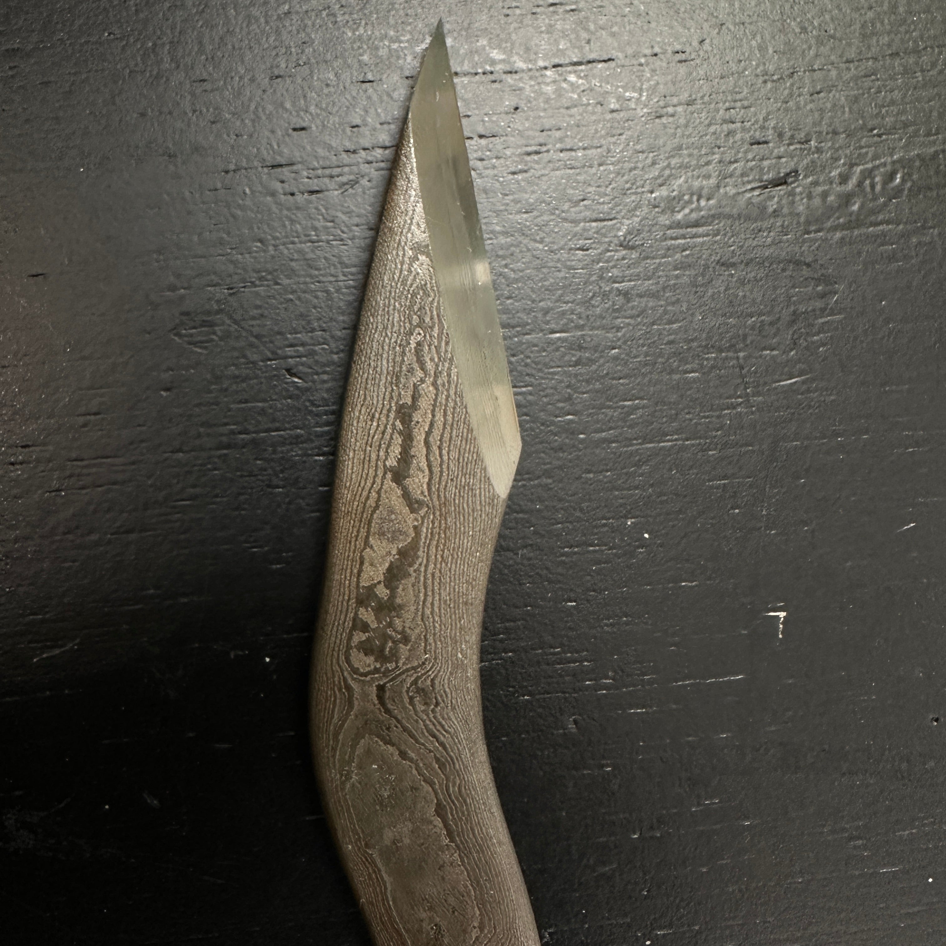 Old stock Nenrin(treeRing) Snakes Kiridashi Knives by Kunikei 3rd Right hand 掘出し物 三代目国慶作 年輪 巳 切出し小刀 21mm 右