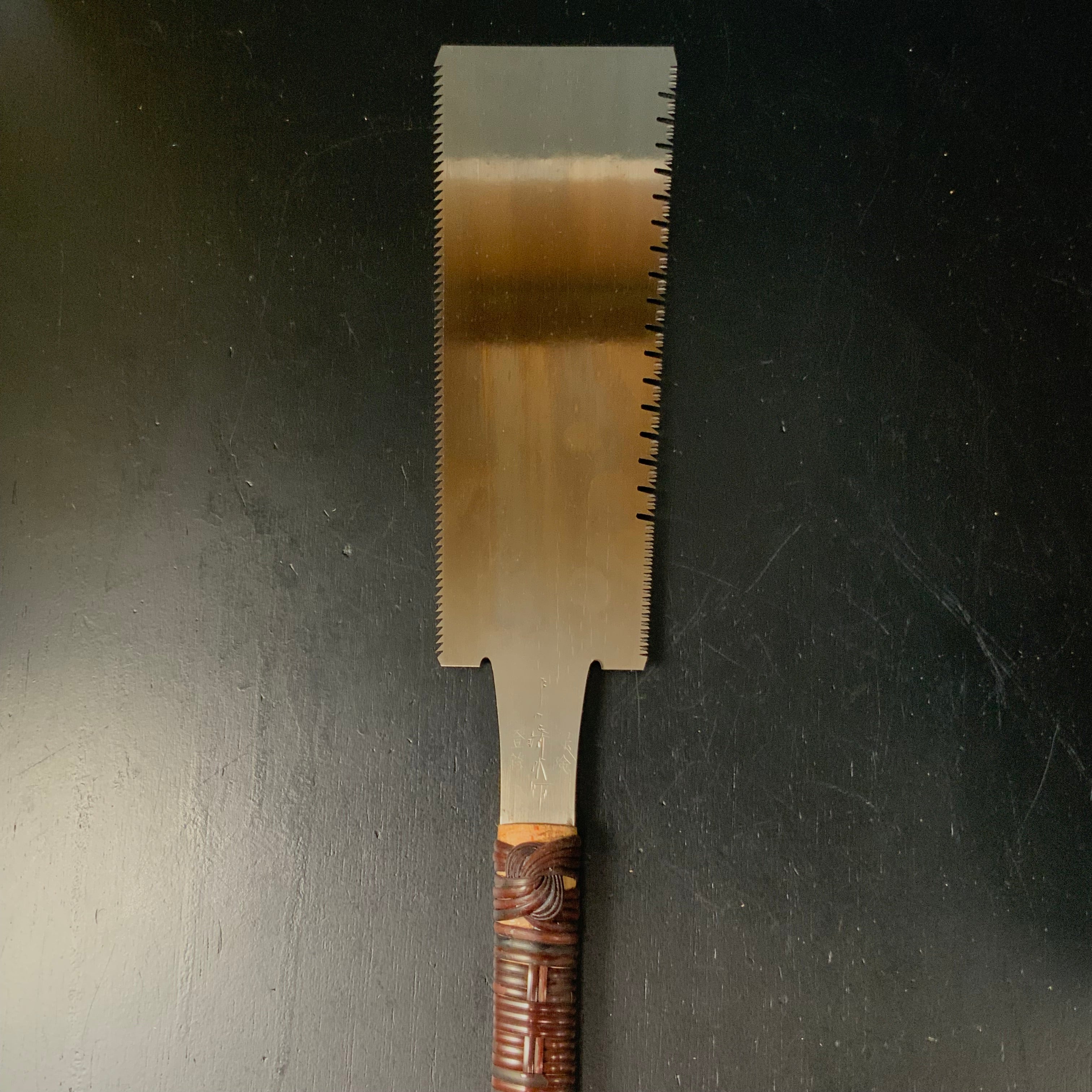 #193 Nagakatsu Double Edge Saw Eddy Type Handles set by Kurashige For Soft Wood 長勝鋸 渦巻き柄 両刃鋸 針葉材用 260mm