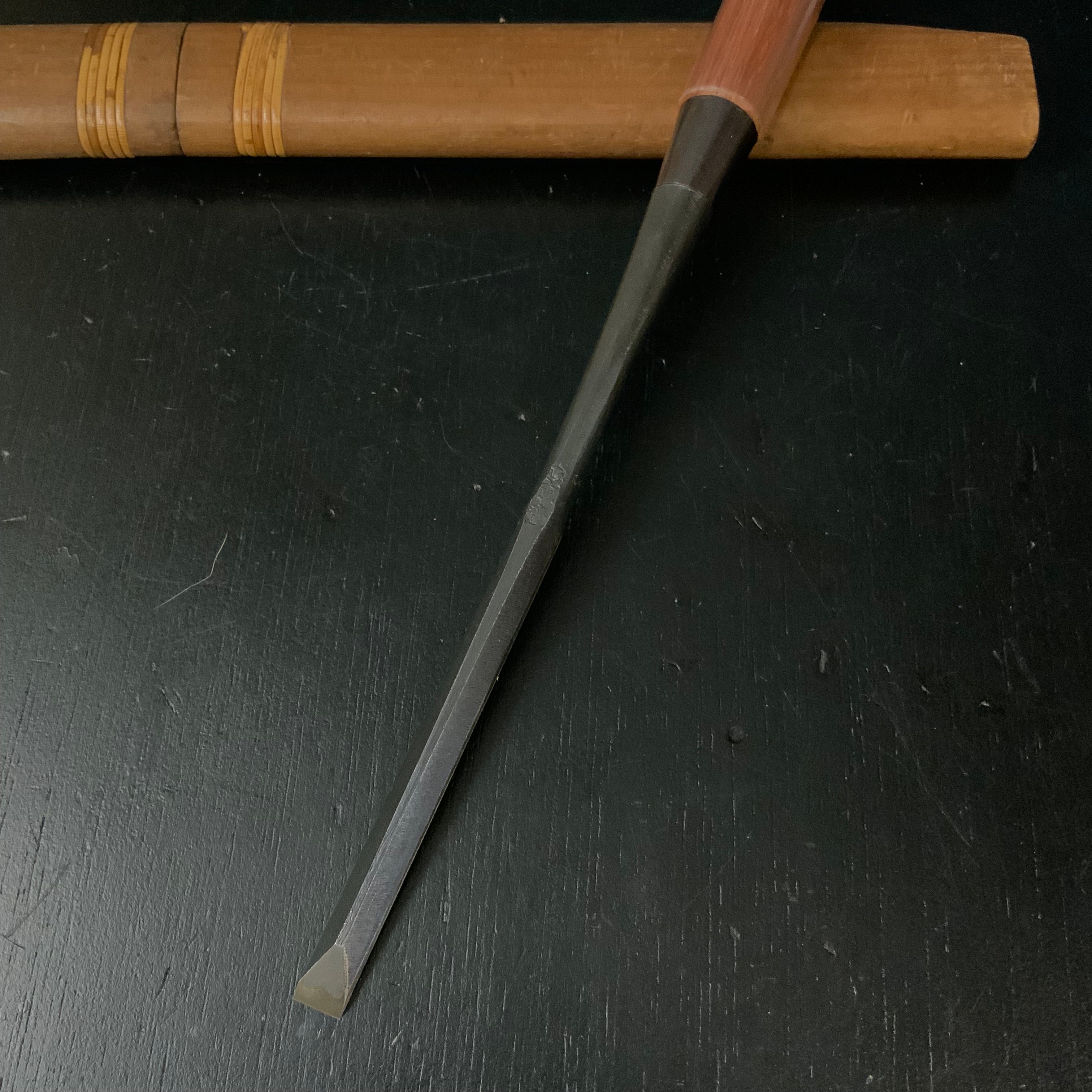 Tasai Special Dovetail Paring chisels with blue steel 田斎作 鎬薄鑿 赤樫柄 9mm usunomi