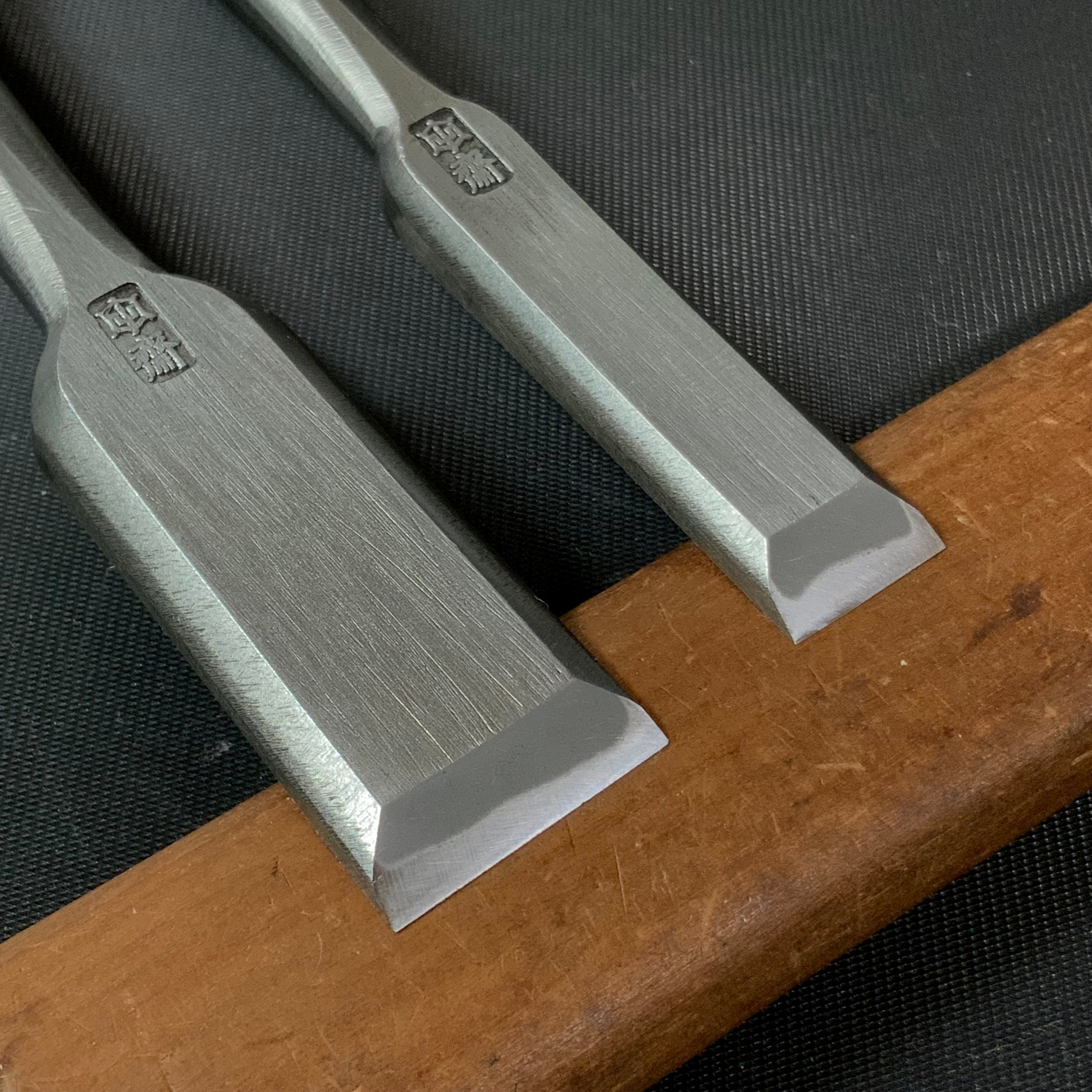 Tasai Bench chisels (Kinari Oirenomi) with blue steel 田斎作 磨き仕上 木成追入鑿