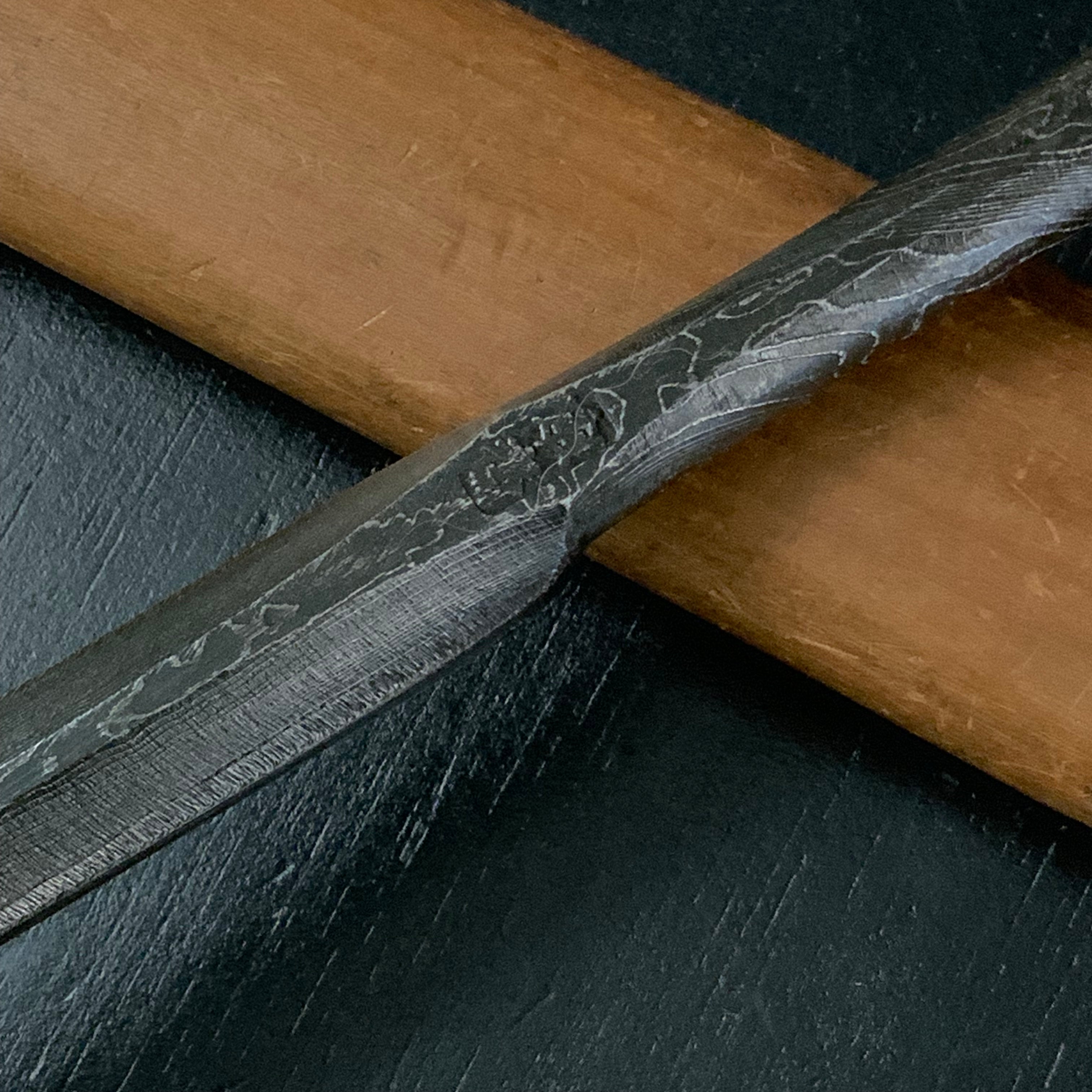 Tasai Mokume Special Dovetail chisels (usunomi) with Evony Handle Double URA 田斎作 木目 鎬薄鑿 二つ裏 黒檀柄