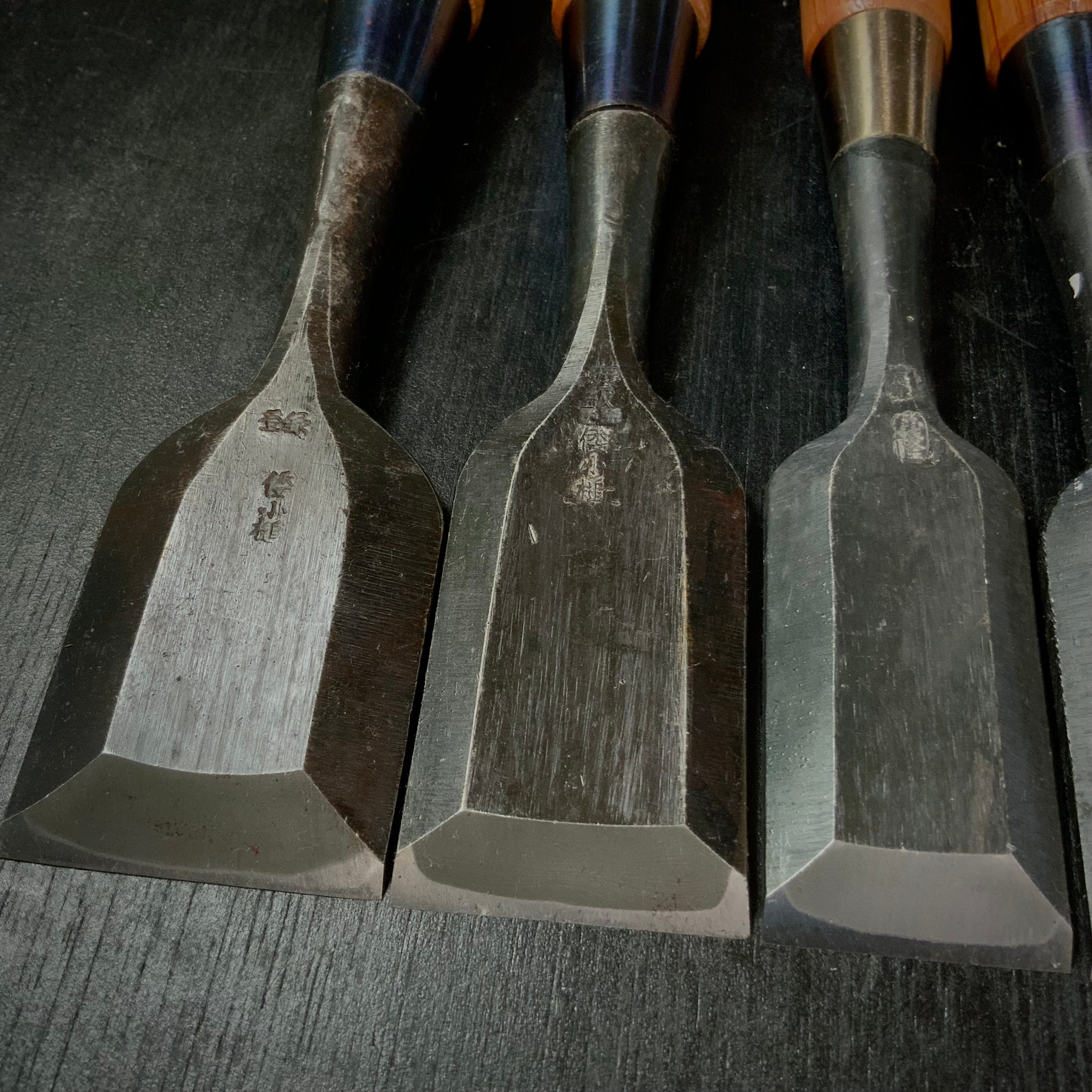 #M162 Mixed set for beginner Bench chisels set by unknown smith バラ鑿合わせ 初心者におすすめ 追入組鑿作者不明