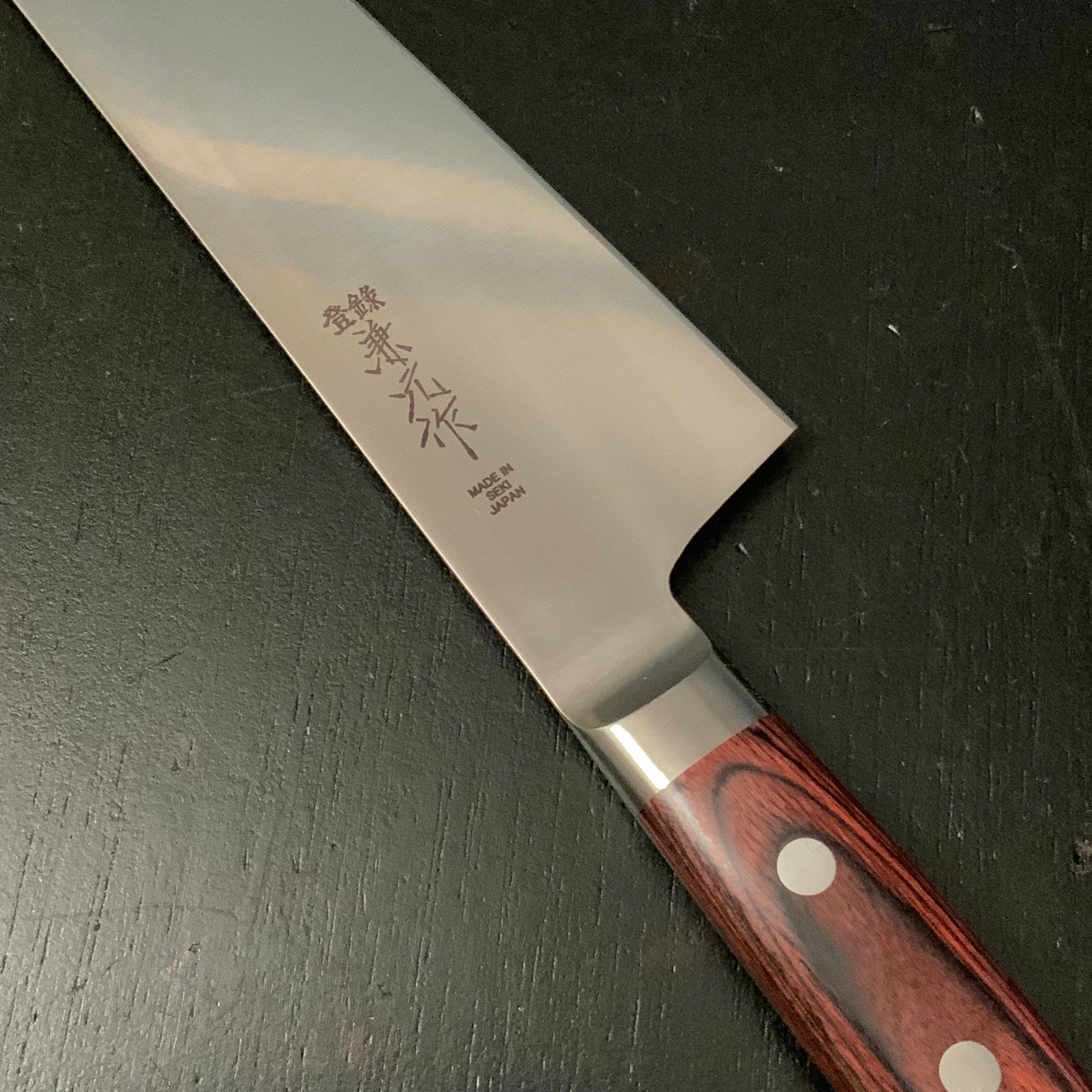 兼元作 切付三徳包丁 モリブデン鋼 マホガニ柄 195mm Kanemoto Kiritsuke Santoku with molybdenum steel Mahogany pattern