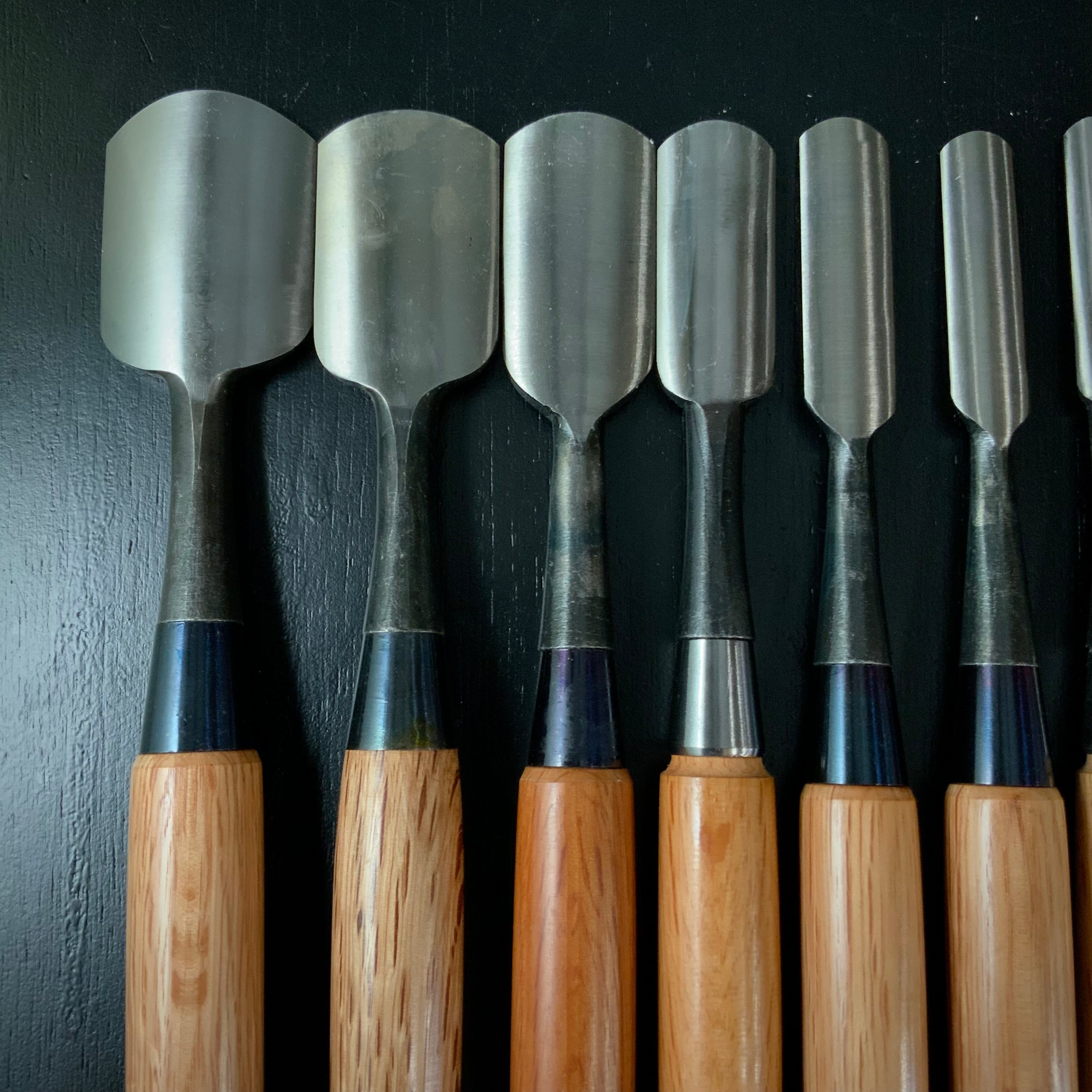#M171 Mixed Sotomarunomi chisels set by unknown バラ鑿合わせ 外丸組鑿 10本組 作者不明