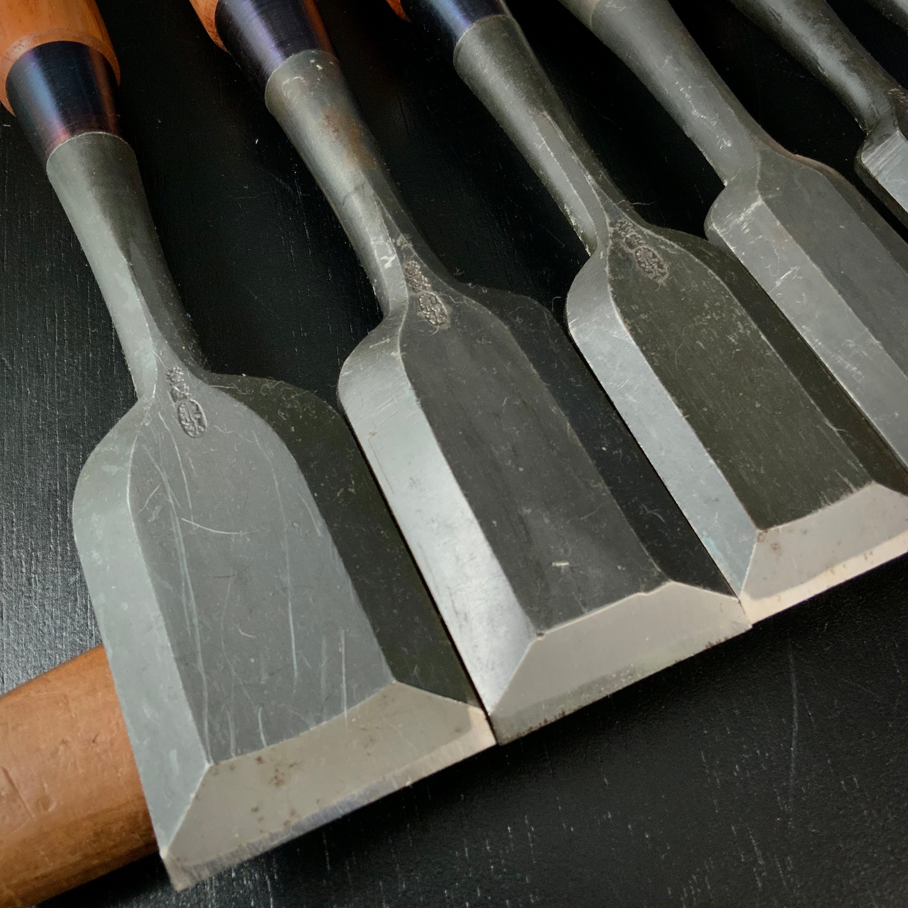 #M170 Mixed Timber chisels set by unknown バラ鑿合わせ 叩き組鑿 6本組 作者不明