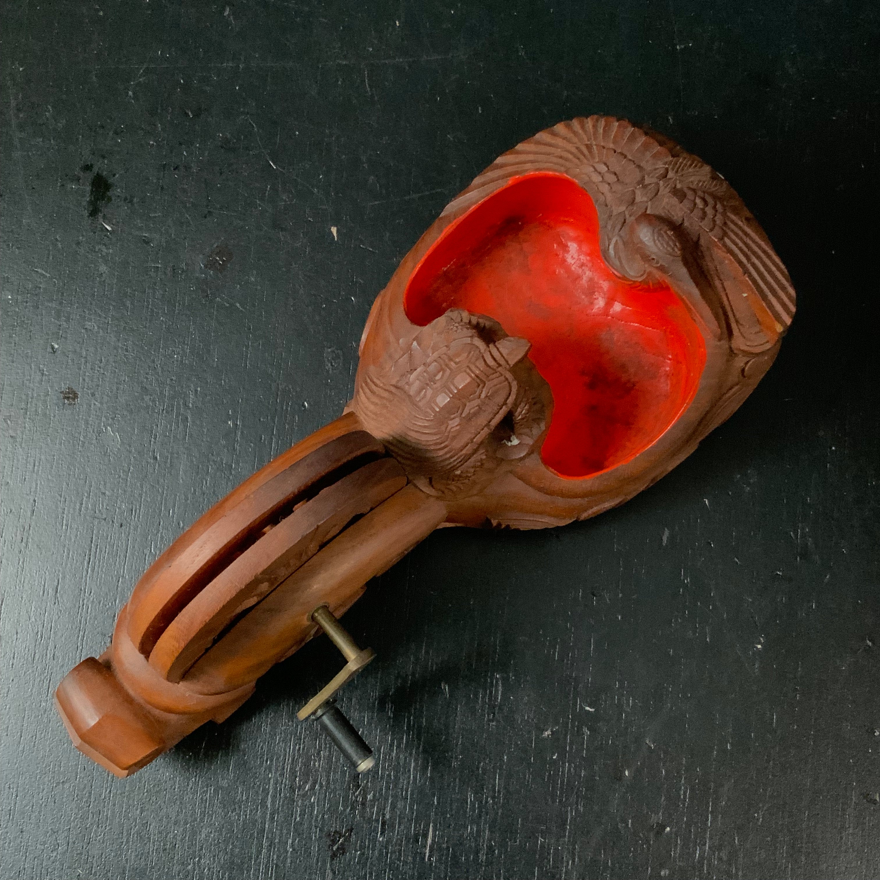 #ST55 Japanese Carpenter Ink Pot Traditional Measuring Tools Sumitsubo by Tsuboaki 坪昭作 墨壺 欅 200mm