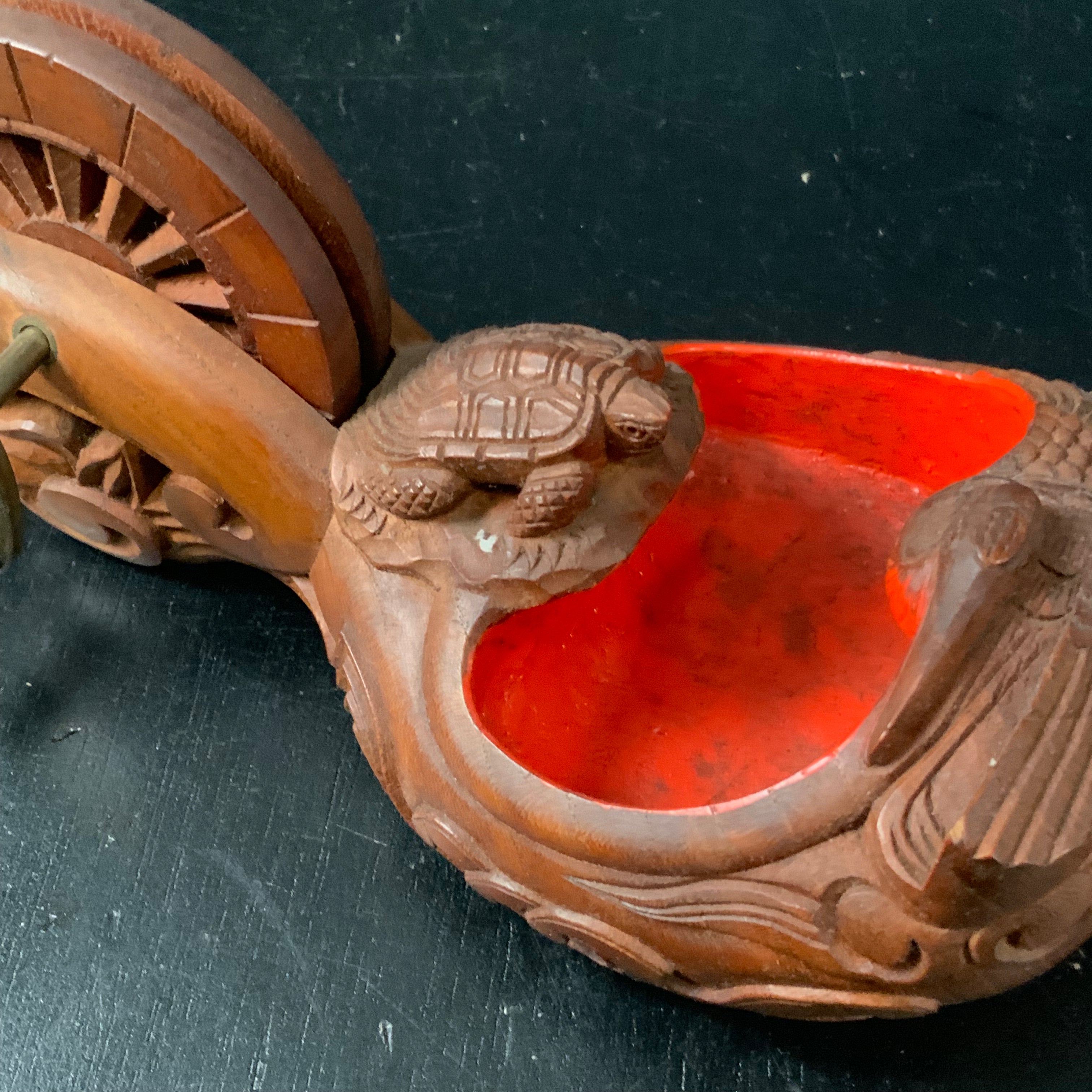 #ST55 Japanese Carpenter Ink Pot Traditional Measuring Tools Sumitsubo by Tsuboaki 坪昭作 墨壺 欅 200mm