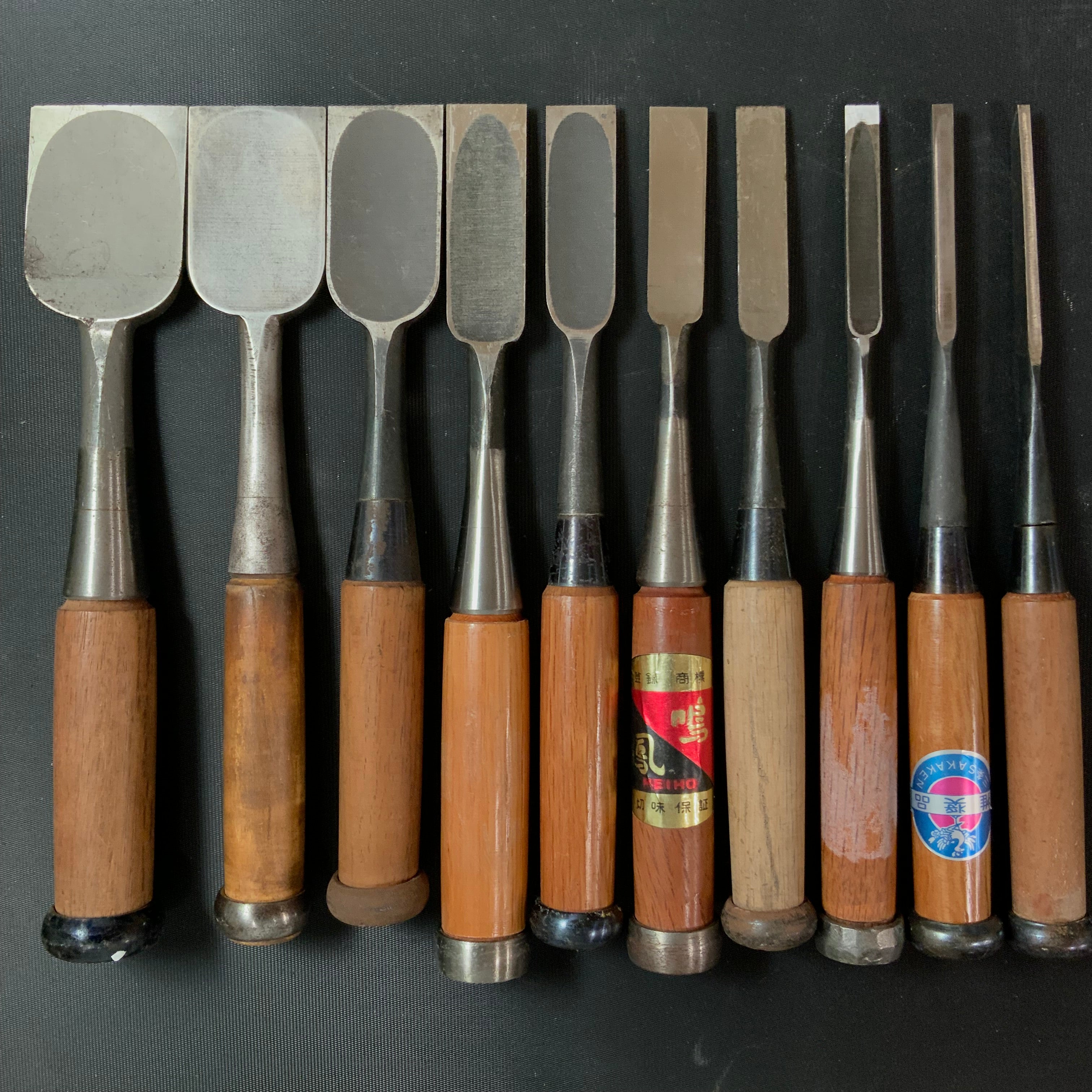 #M156 Mixed set for beginner Bench chisels set by unknown smith バラ鑿合わせ 初心者におすすめ 追入組鑿作者不明