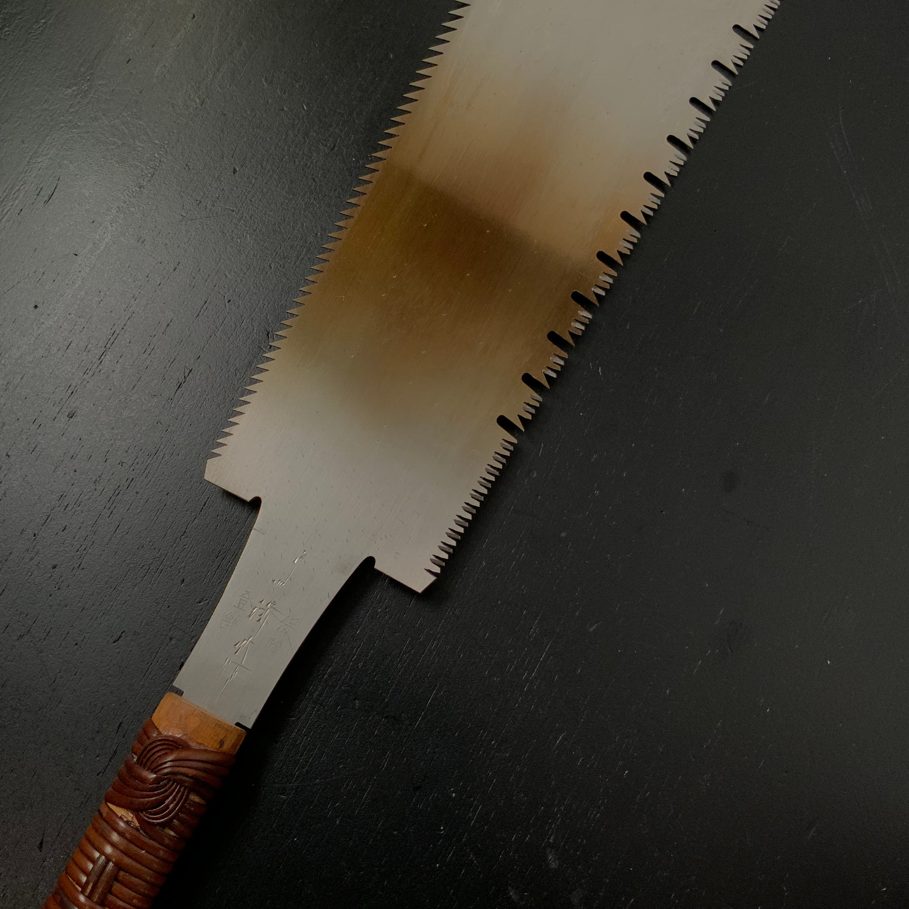 #189 Nagakatsu Double Edge Saw Eddy Type Handles set by Kurashige For Soft Wood 長勝鋸 渦巻き柄 両刃鋸 針葉材用 265mm