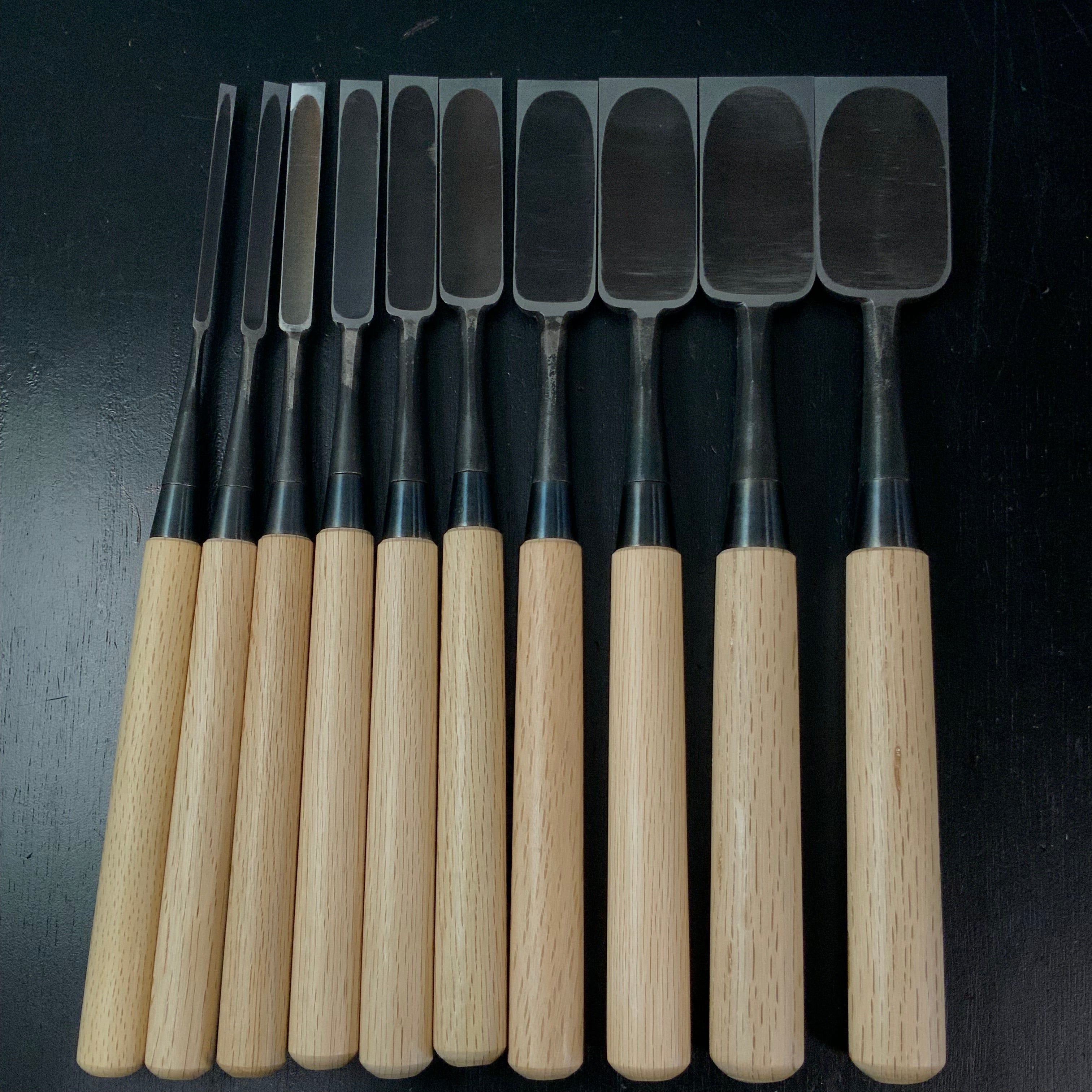 Fujihiro Komaru Type Paring chisels set by Chuutarou Imai 今井忠太郎作 二治弘 甲丸 薄組鑿 Usunomi #4