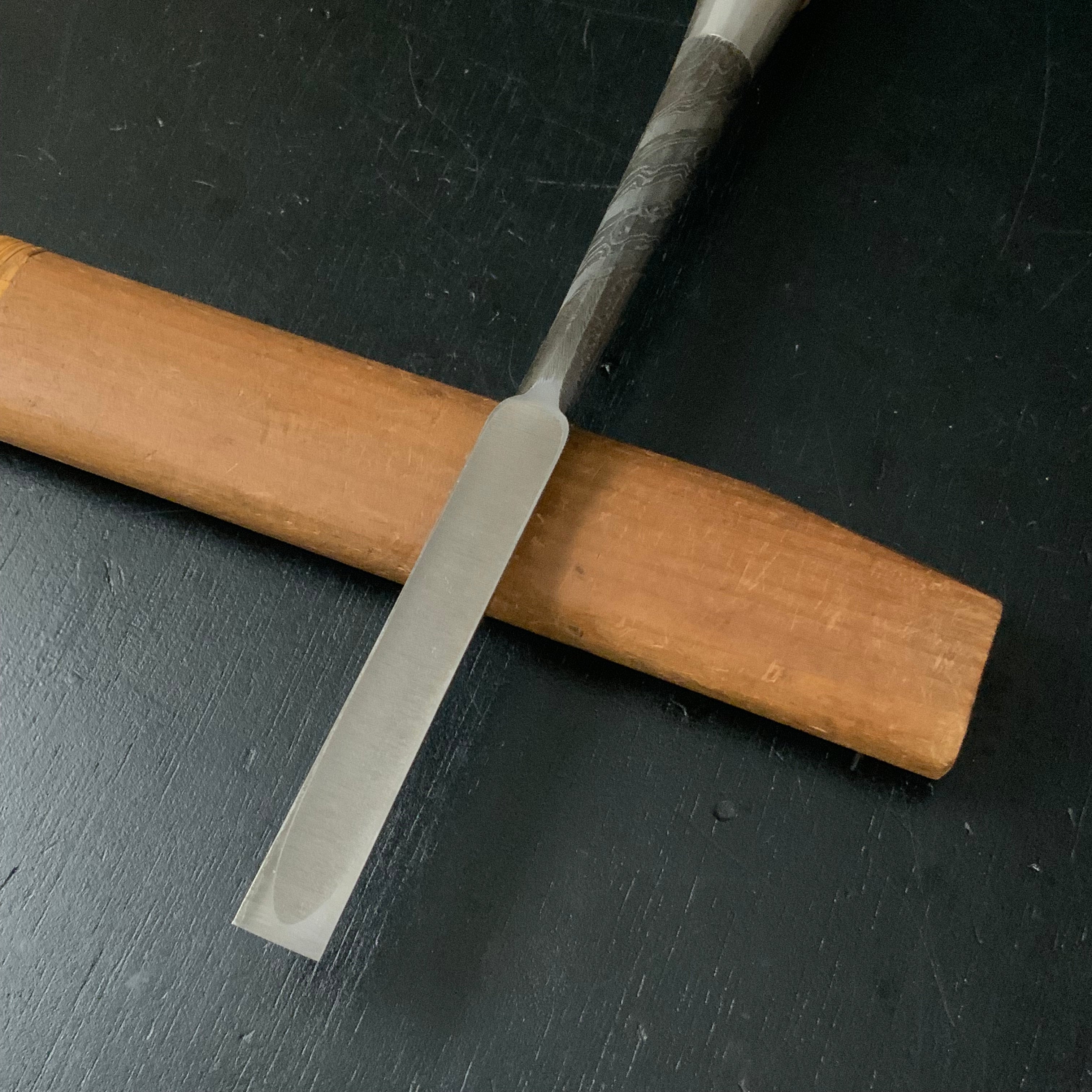 Tasai Mokume Special Paring chisels (Usunomi) with blue steel 田斎作 木目 薄鑿 赤樫柄 四分五厘
